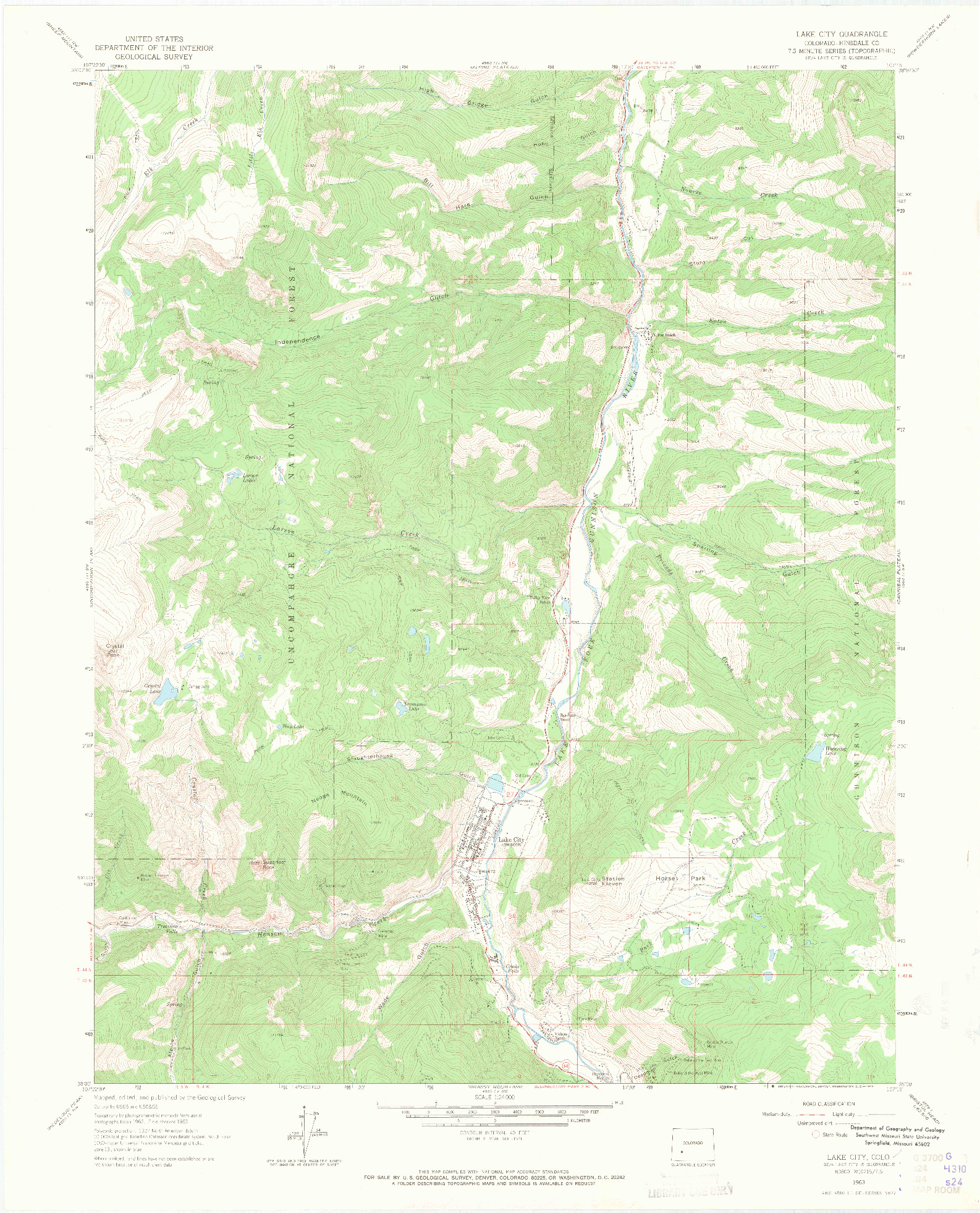 USGS 1:24000-SCALE QUADRANGLE FOR LAKE CITY, CO 1963