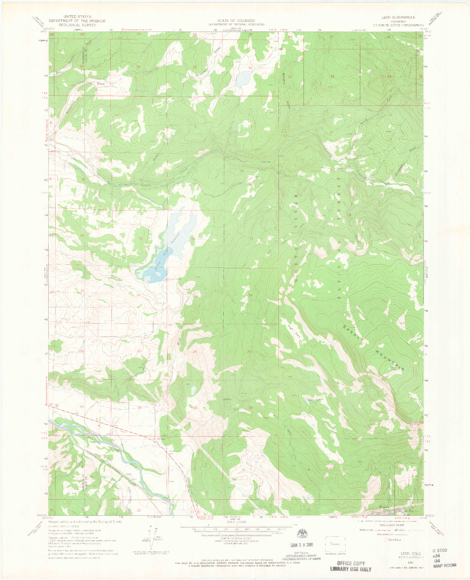 USGS 1:24000-SCALE QUADRANGLE FOR LEON, CO 1961