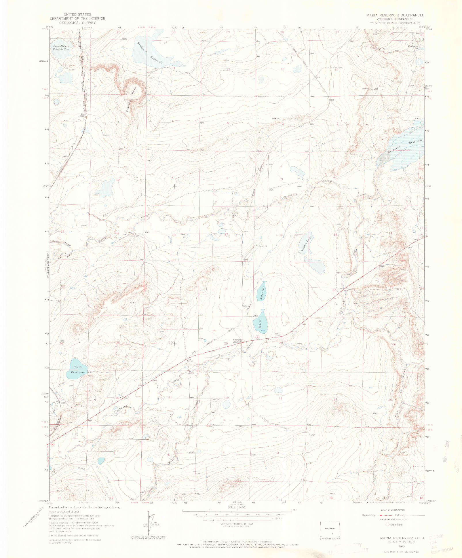 USGS 1:24000-SCALE QUADRANGLE FOR MARIA RESERVOIR, CO 1963