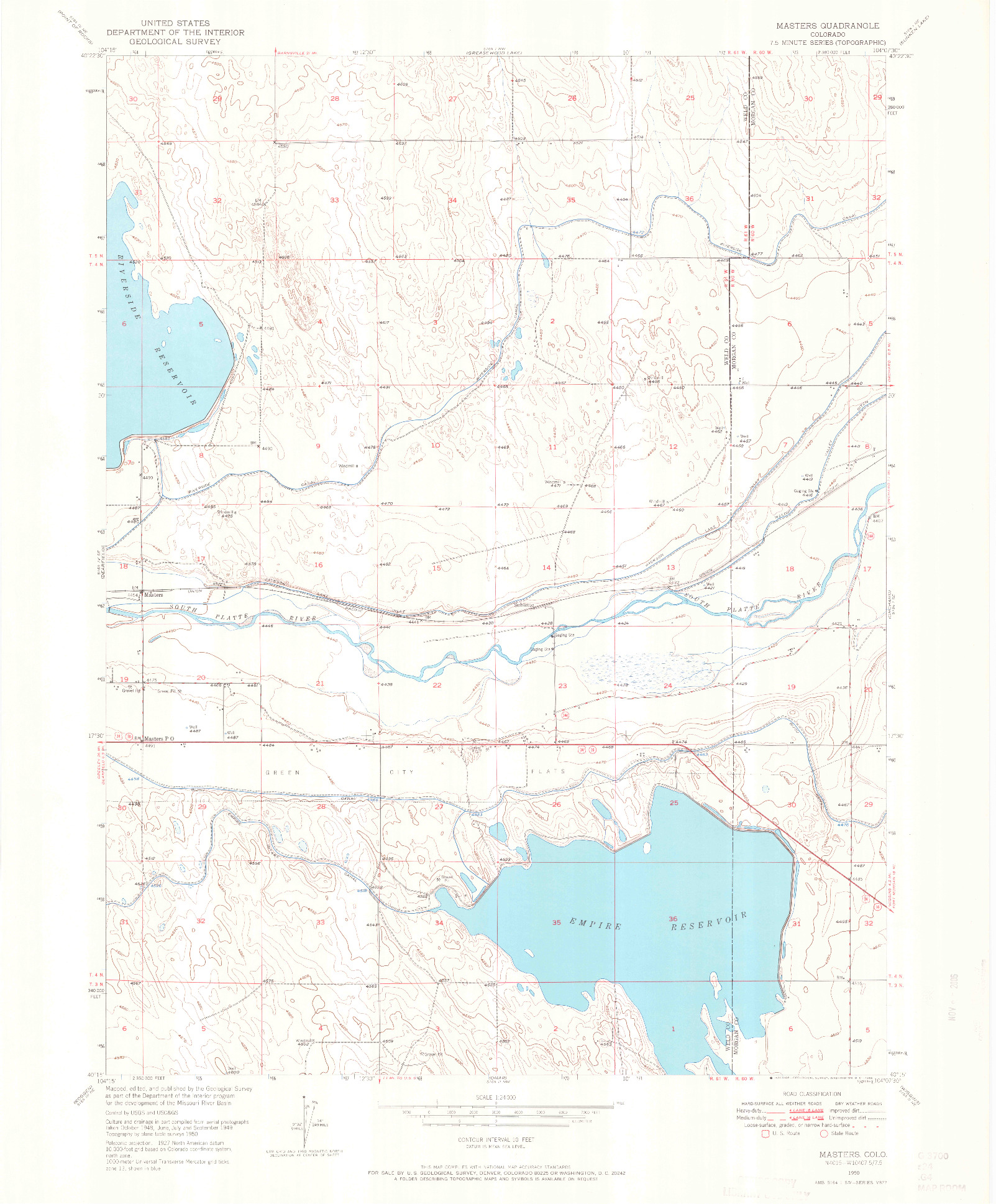USGS 1:24000-SCALE QUADRANGLE FOR MASTERS, CO 1950