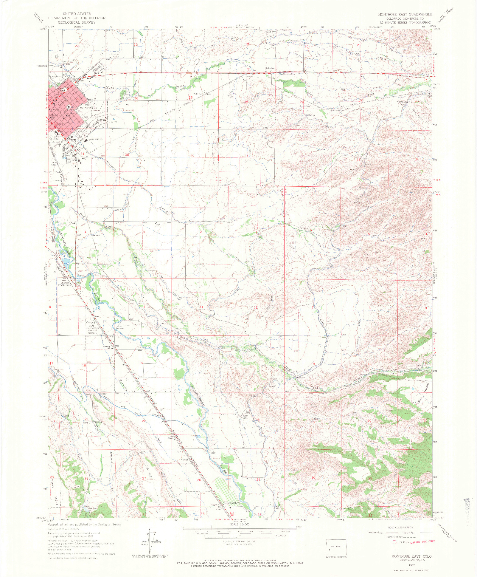 USGS 1:24000-SCALE QUADRANGLE FOR MONTROSE EAST, CO 1962