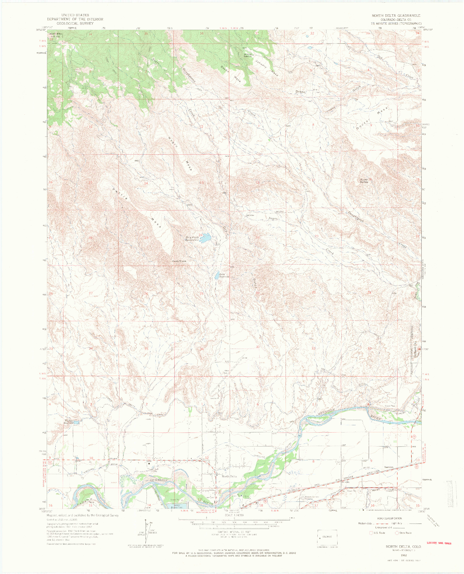 USGS 1:24000-SCALE QUADRANGLE FOR NORTH DELTA, CO 1962