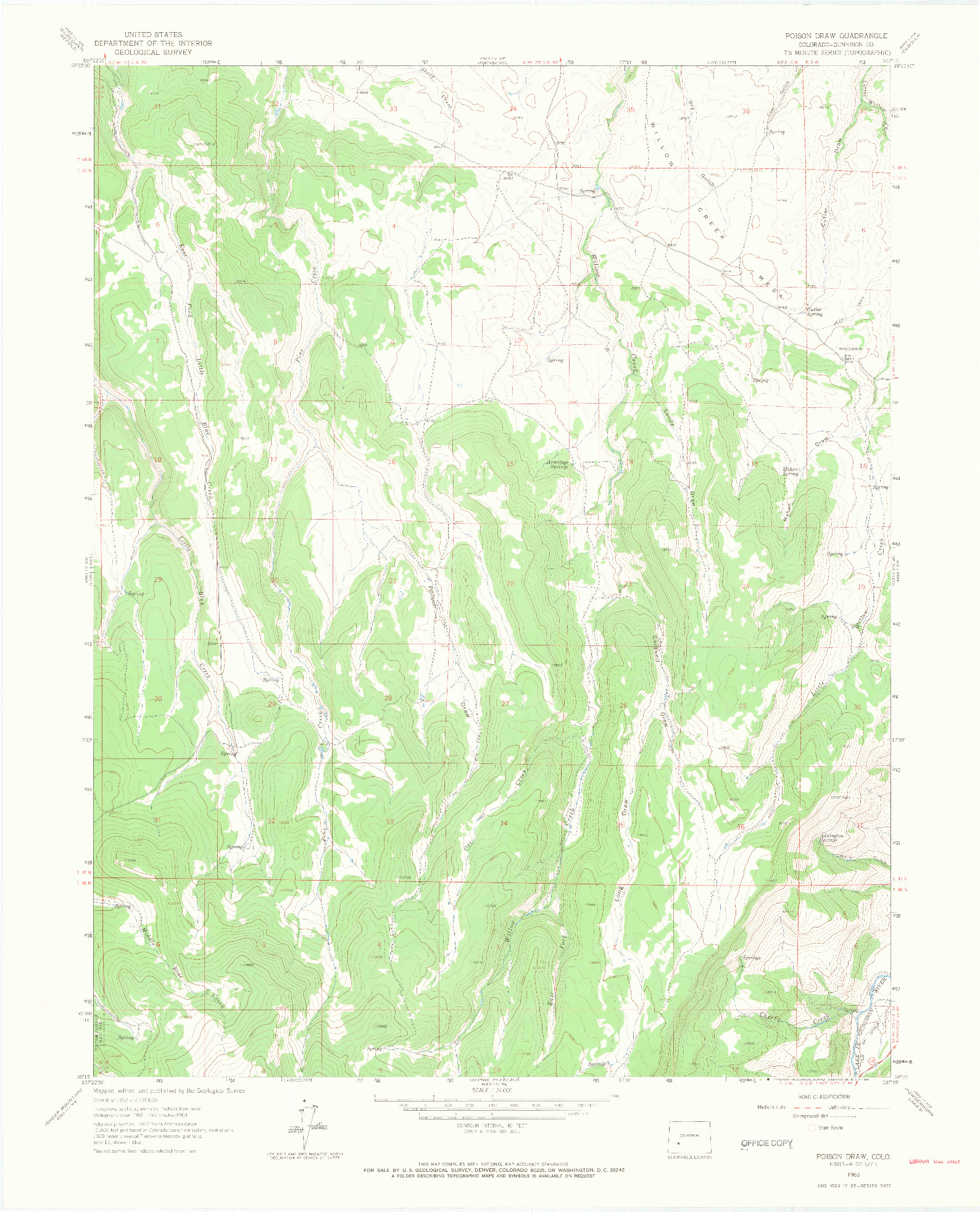 USGS 1:24000-SCALE QUADRANGLE FOR POISON DRAW, CO 1963