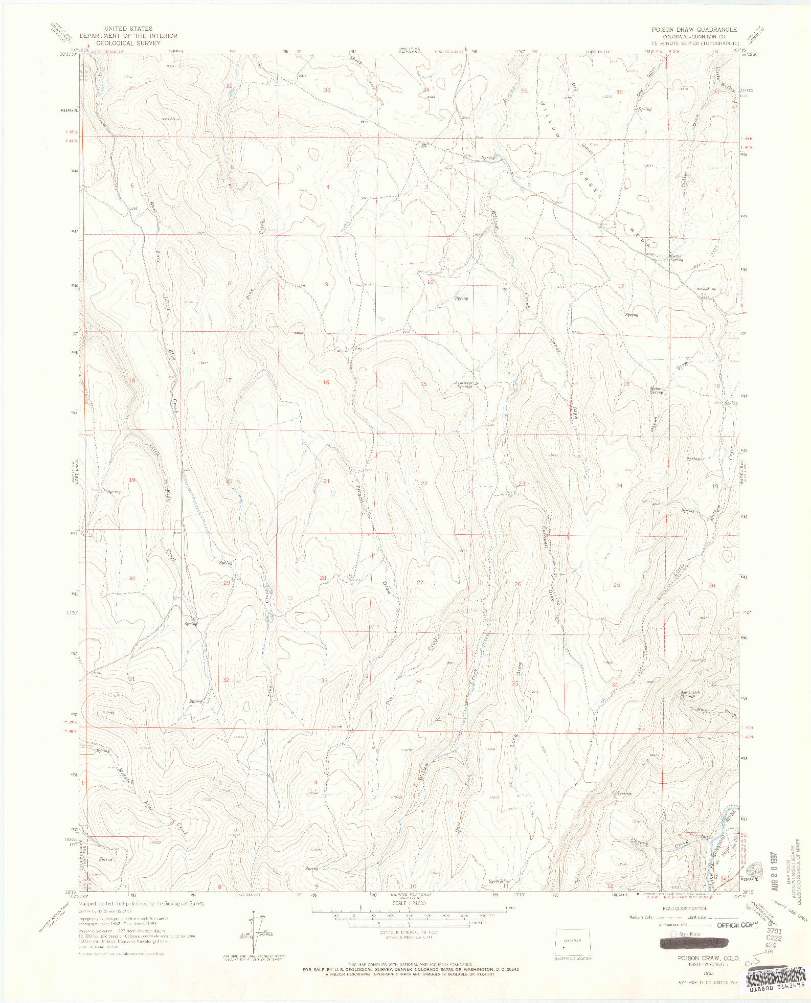USGS 1:24000-SCALE QUADRANGLE FOR POISON DRAW, CO 1963