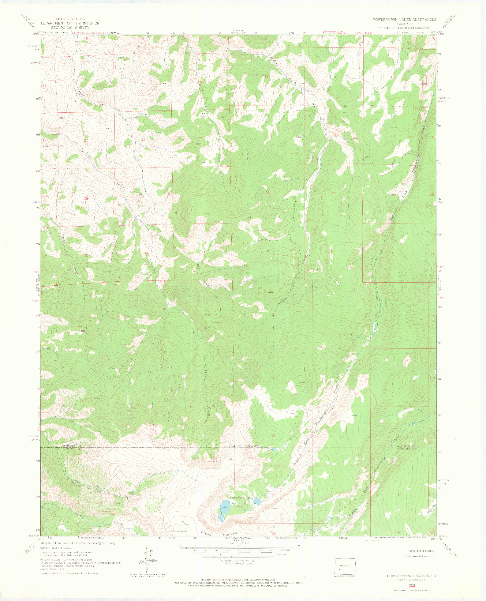 USGS 1:24000-SCALE QUADRANGLE FOR POWDERHORN LAKES, CO 1963