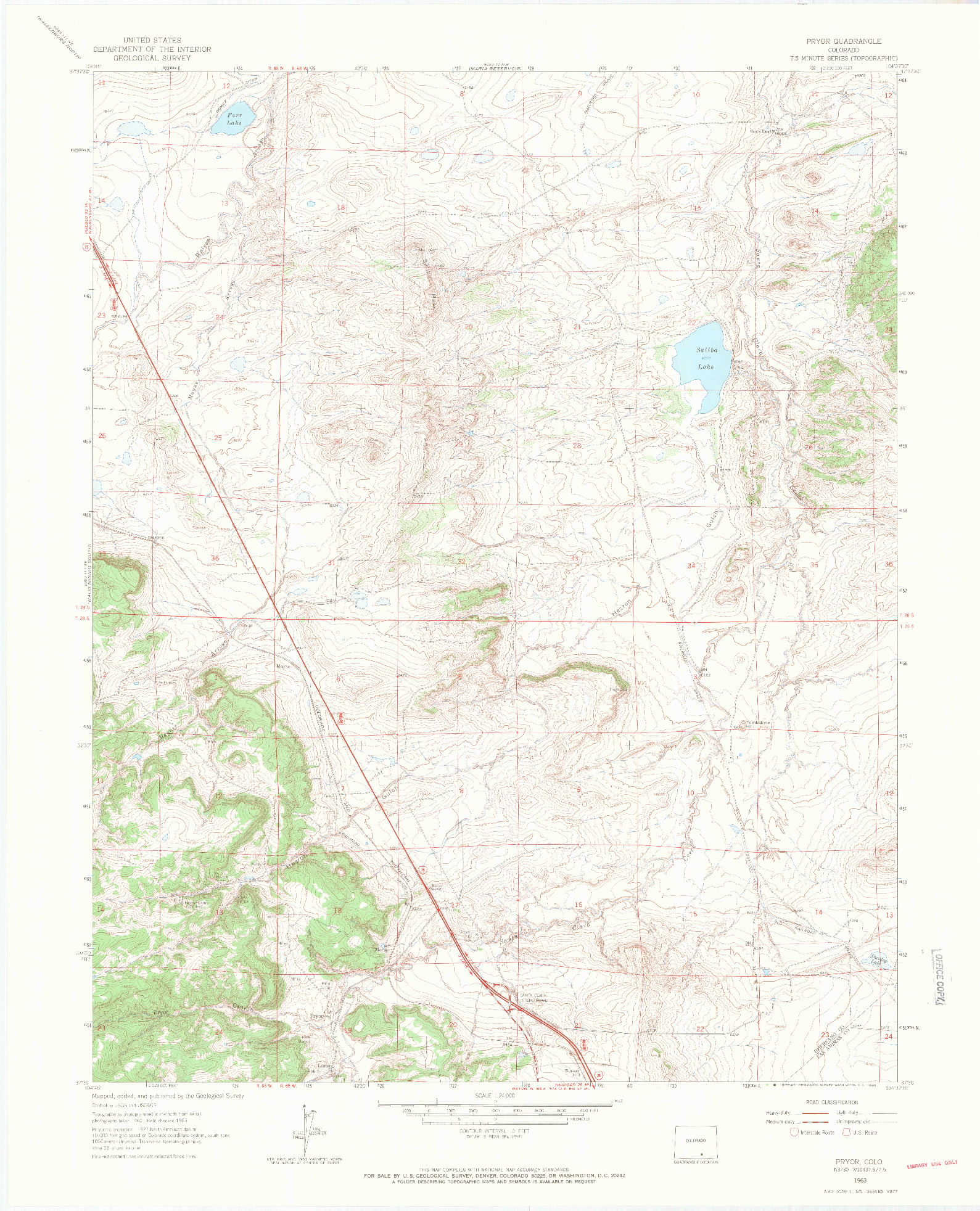 USGS 1:24000-SCALE QUADRANGLE FOR PRYOR, CO 1963