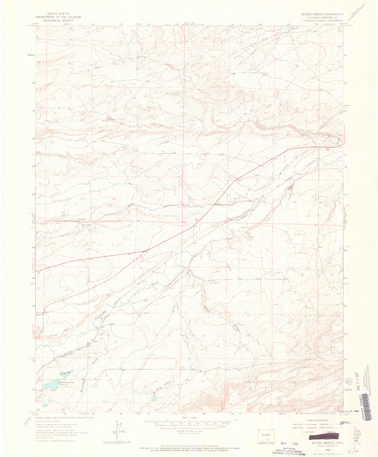 USGS 1:24000-SCALE QUADRANGLE FOR RITTER ARROYO, CO 1963