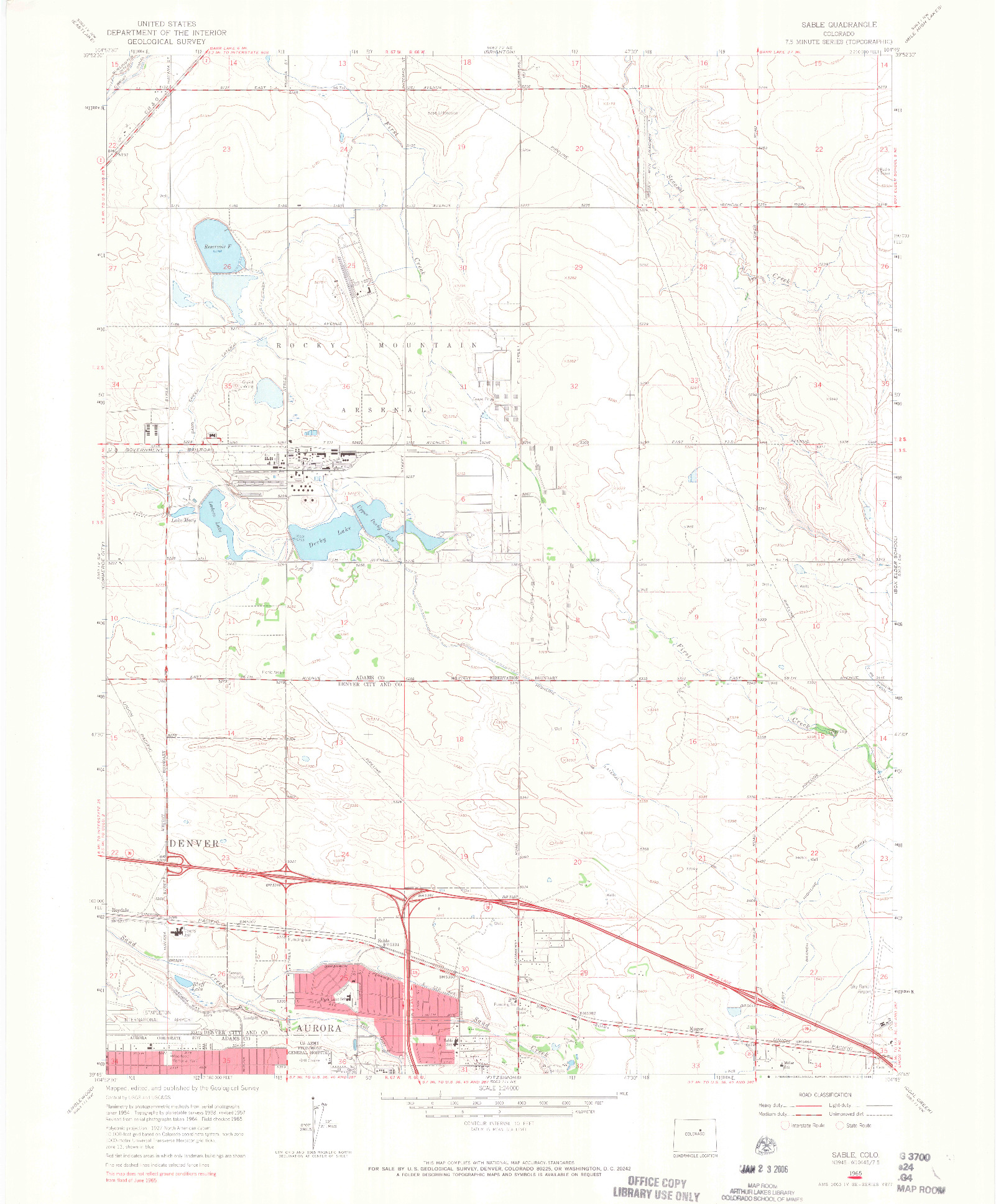 USGS 1:24000-SCALE QUADRANGLE FOR SABLE, CO 1965