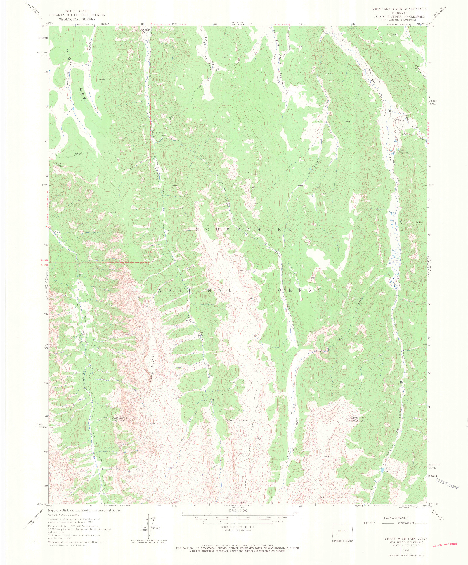 USGS 1:24000-SCALE QUADRANGLE FOR SHEEP MOUNTAIN, CO 1963