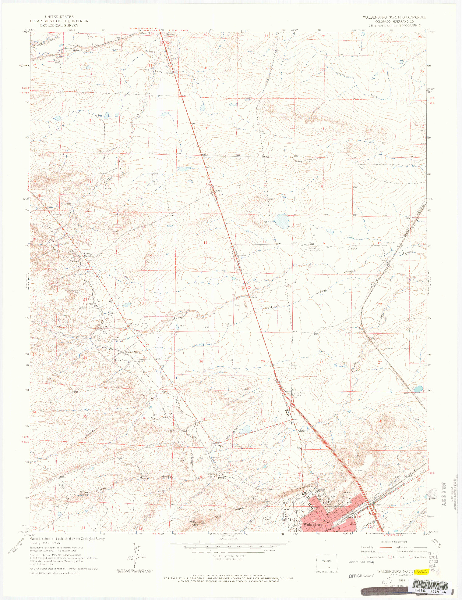 USGS 1:24000-SCALE QUADRANGLE FOR WALSENBURG NORTH, CO 1963