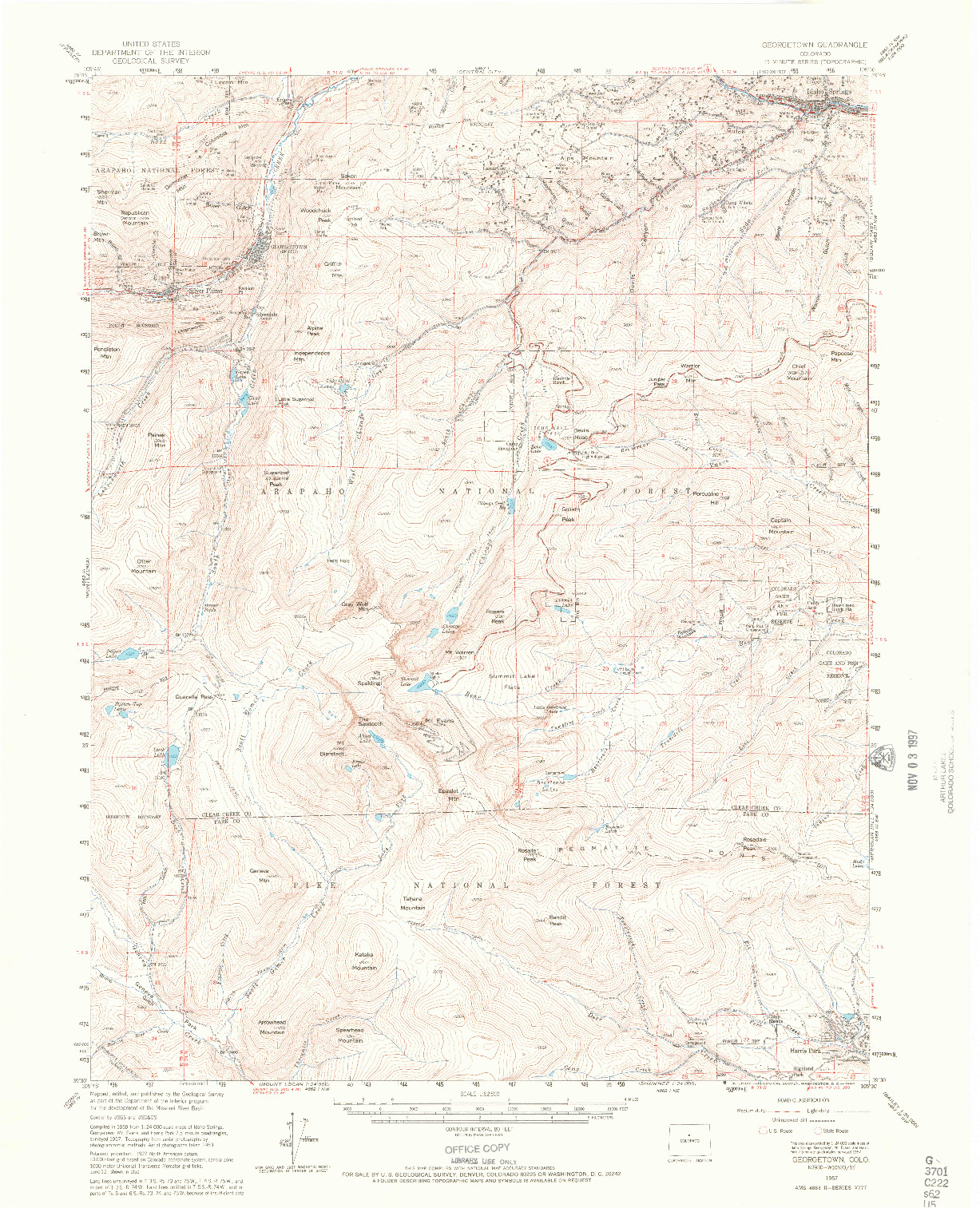 USGS 1:62500-SCALE QUADRANGLE FOR GEORGETOWN, CO 1957