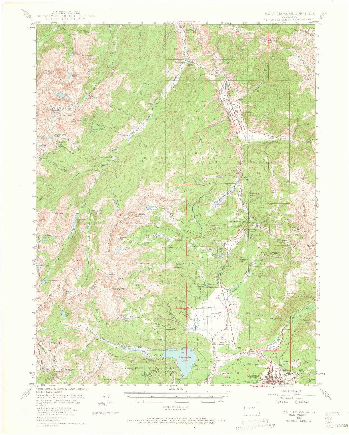 USGS 1:62500-SCALE QUADRANGLE FOR HOLY CROSS, CO 1949