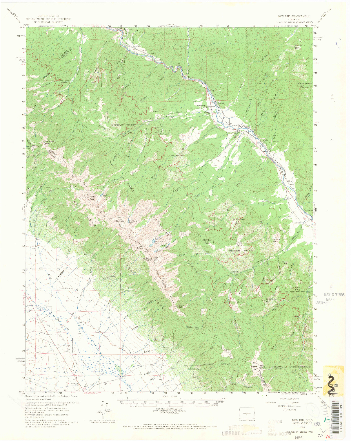 USGS 1:62500-SCALE QUADRANGLE FOR HOWARD, CO 1959