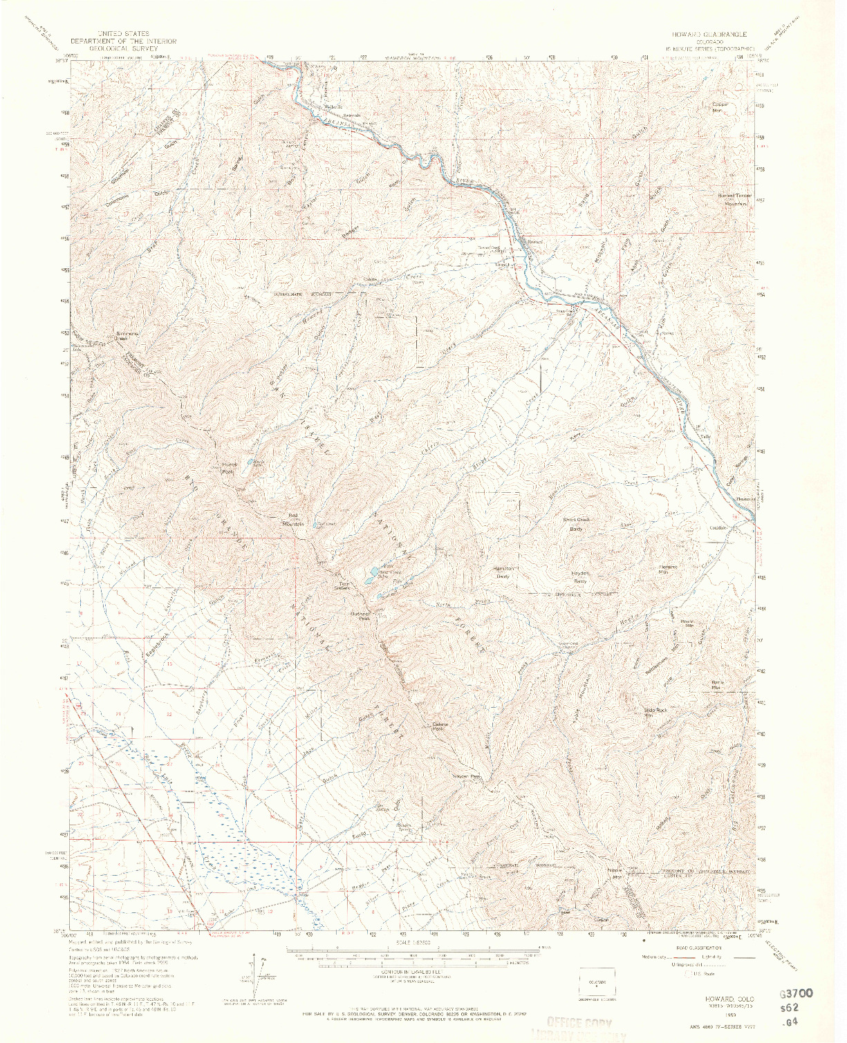 USGS 1:62500-SCALE QUADRANGLE FOR HOWARD, CO 1959