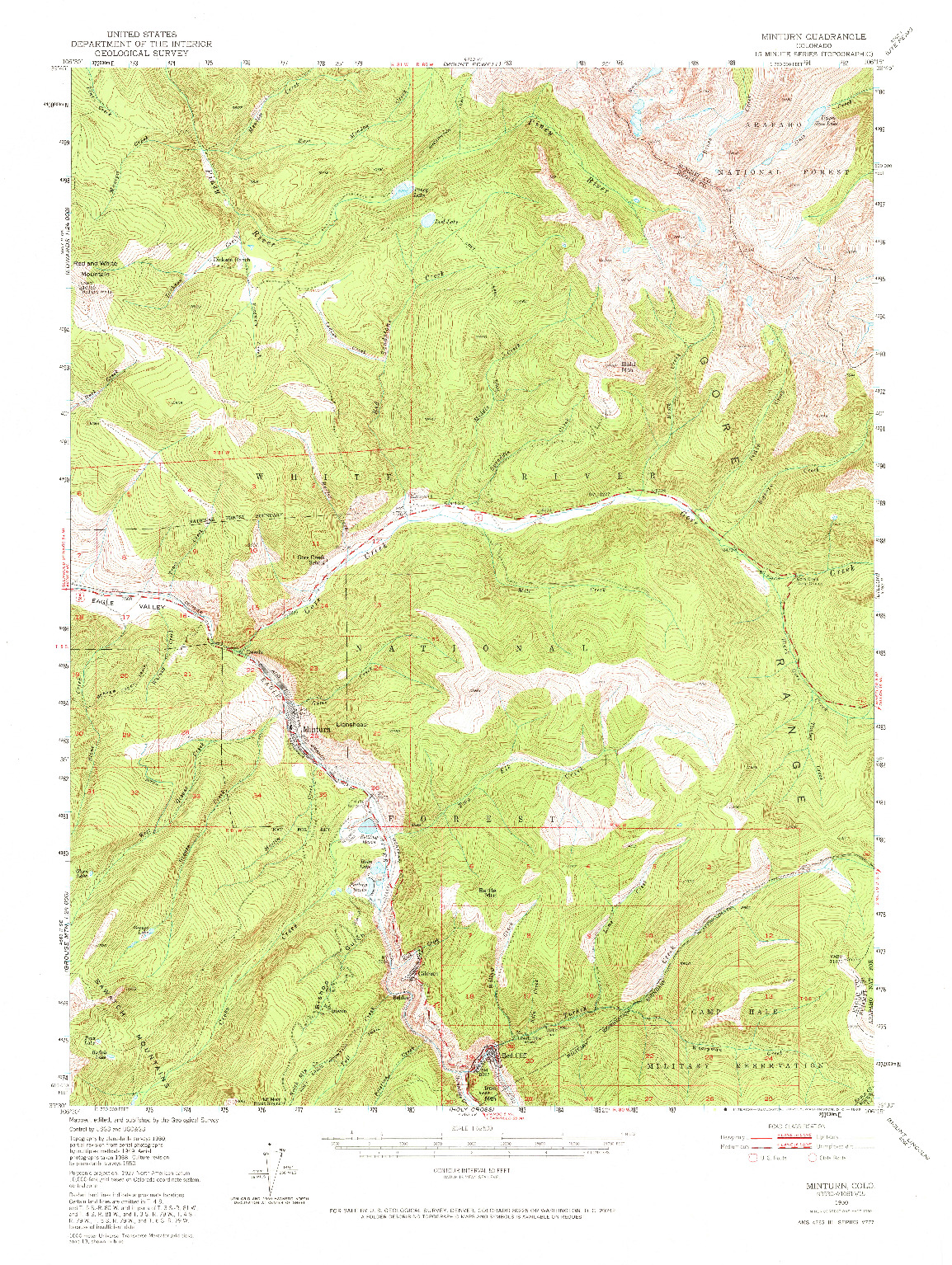 USGS 1:62500-SCALE QUADRANGLE FOR MINTURN, CO 1950