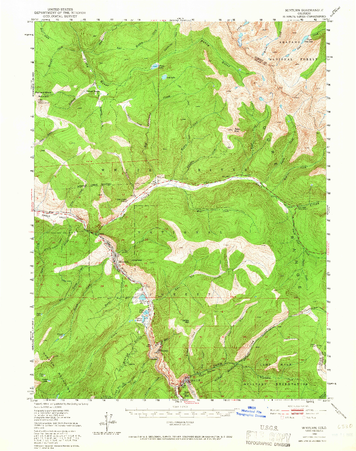 USGS 1:62500-SCALE QUADRANGLE FOR MINTURN, CO 1950