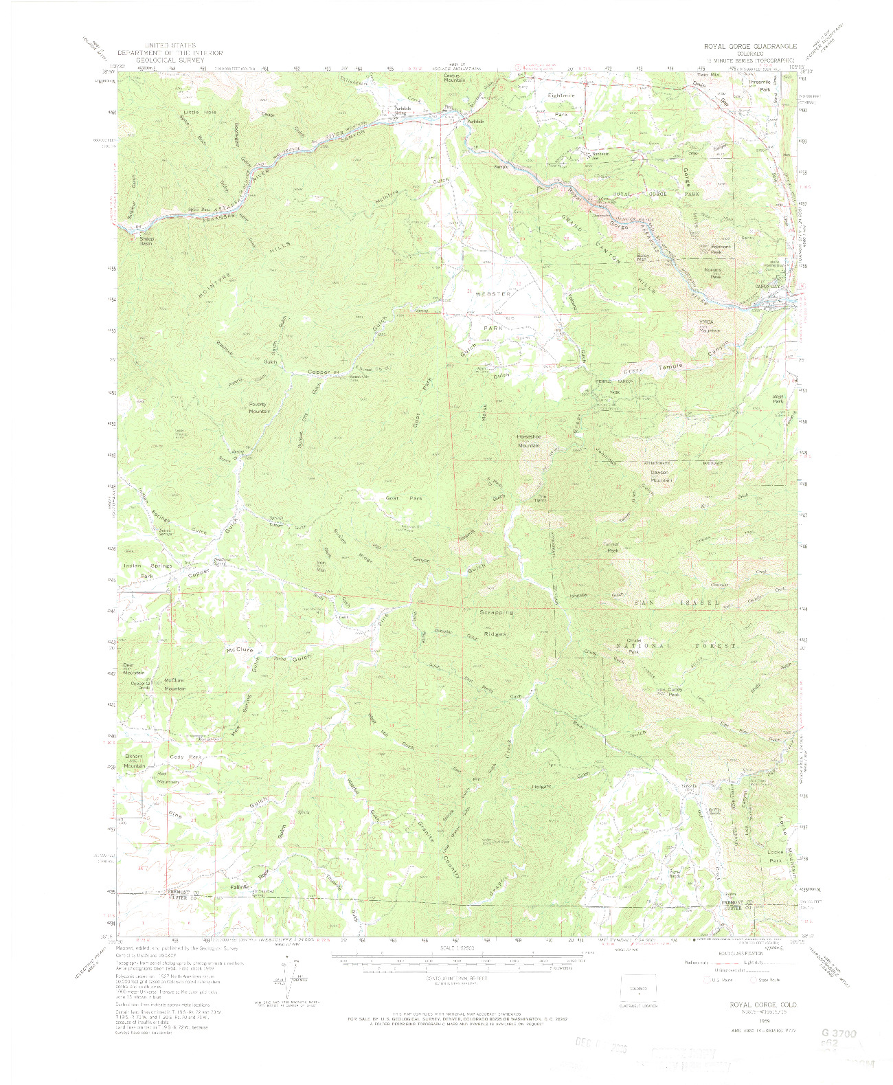 USGS 1:62500-SCALE QUADRANGLE FOR ROYAL GORGE, CO 1959