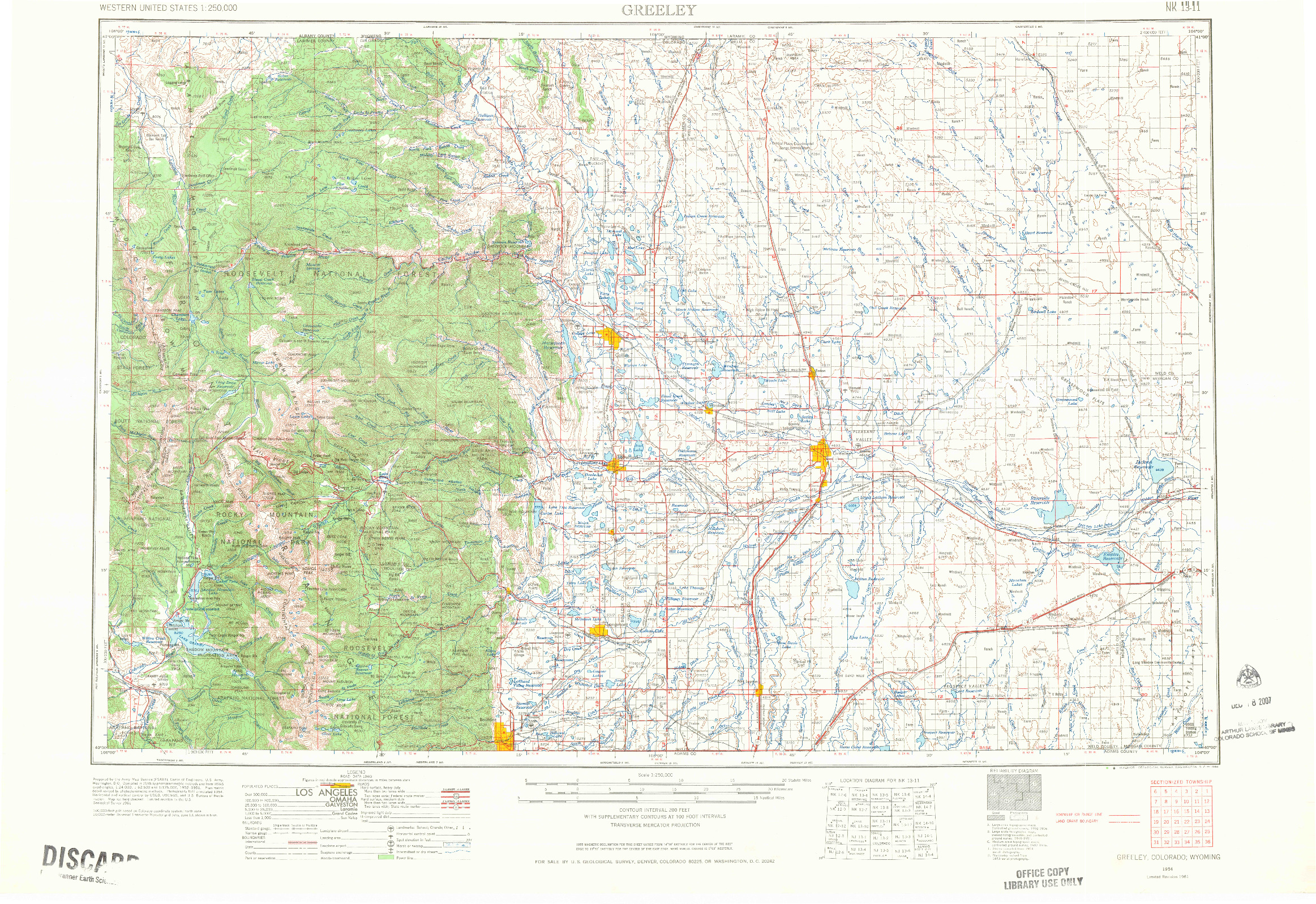 USGS 1:250000-SCALE QUADRANGLE FOR GREELEY, CO 1954