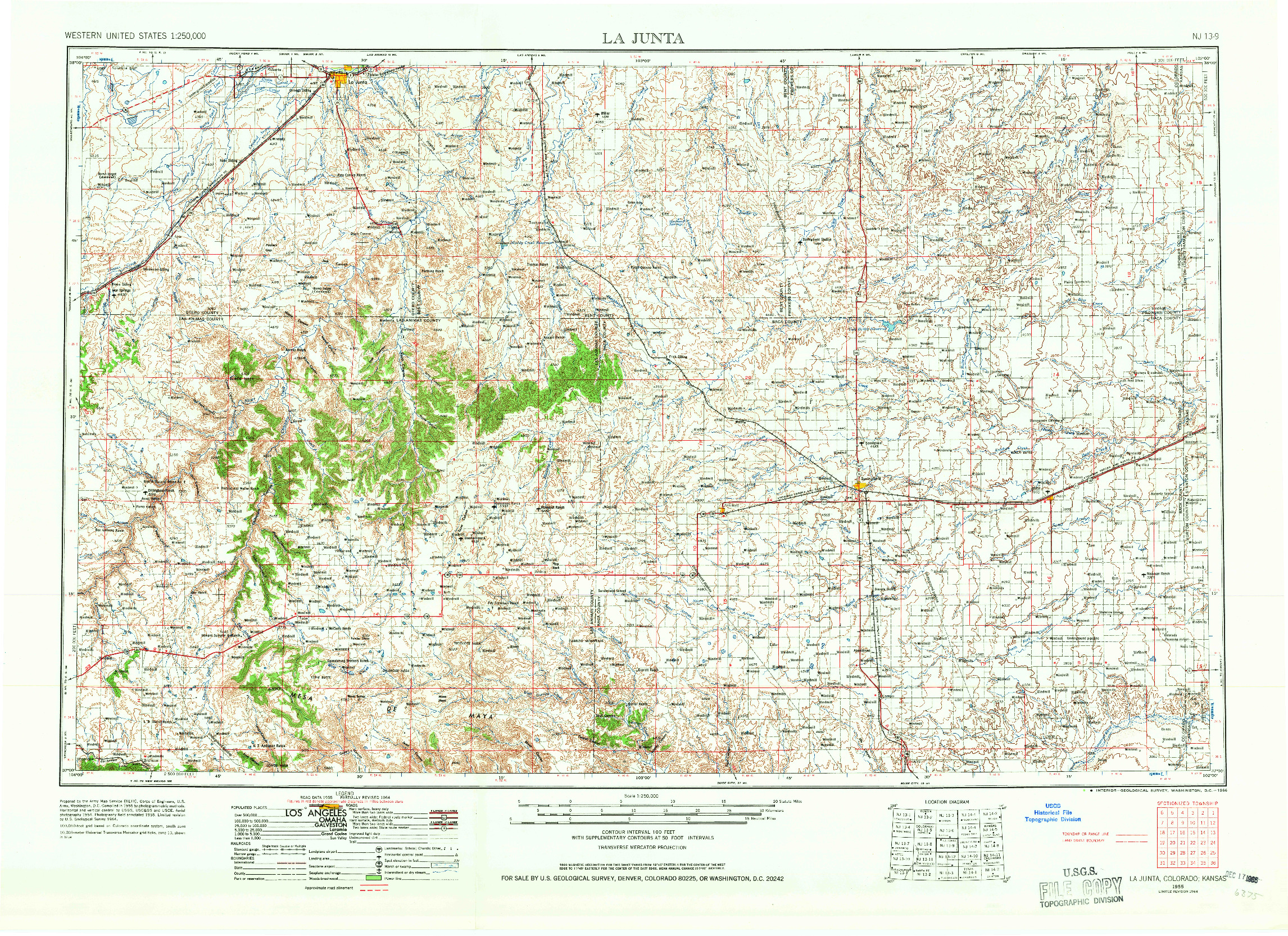 USGS 1:250000-SCALE QUADRANGLE FOR LA JUNTA, CO 1955