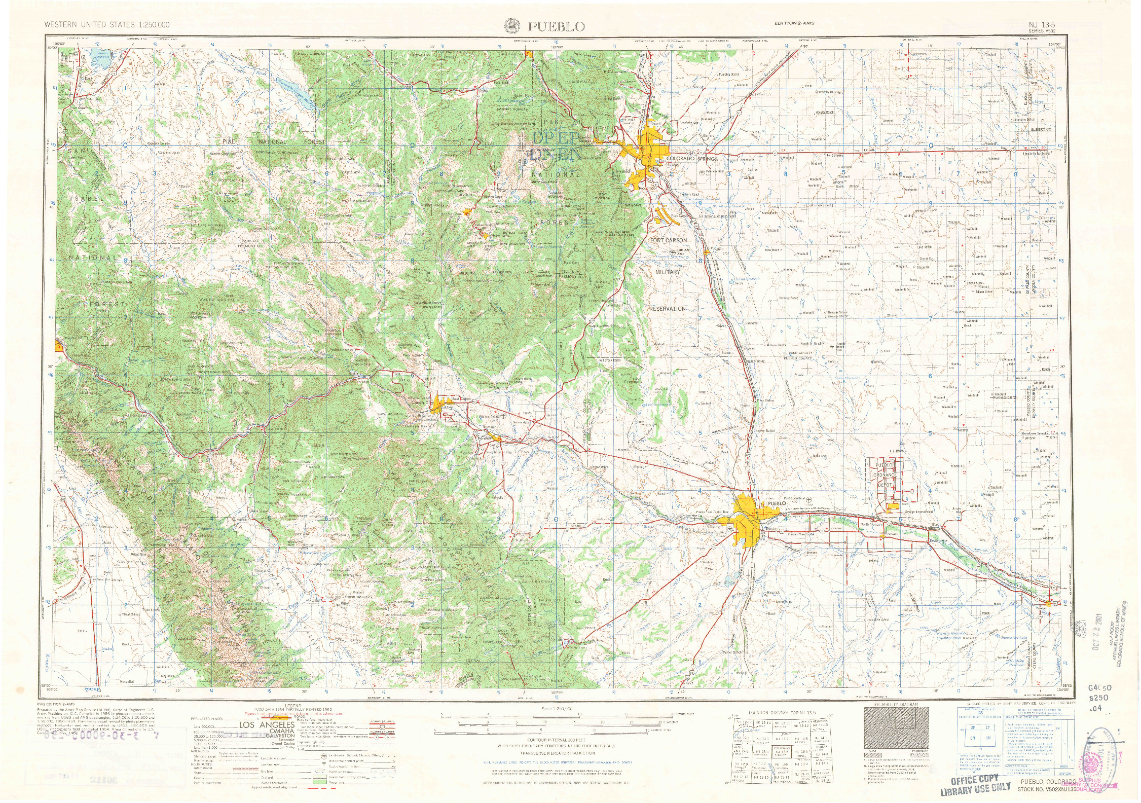 USGS 1:250000-SCALE QUADRANGLE FOR PUEBLO, CO 1966