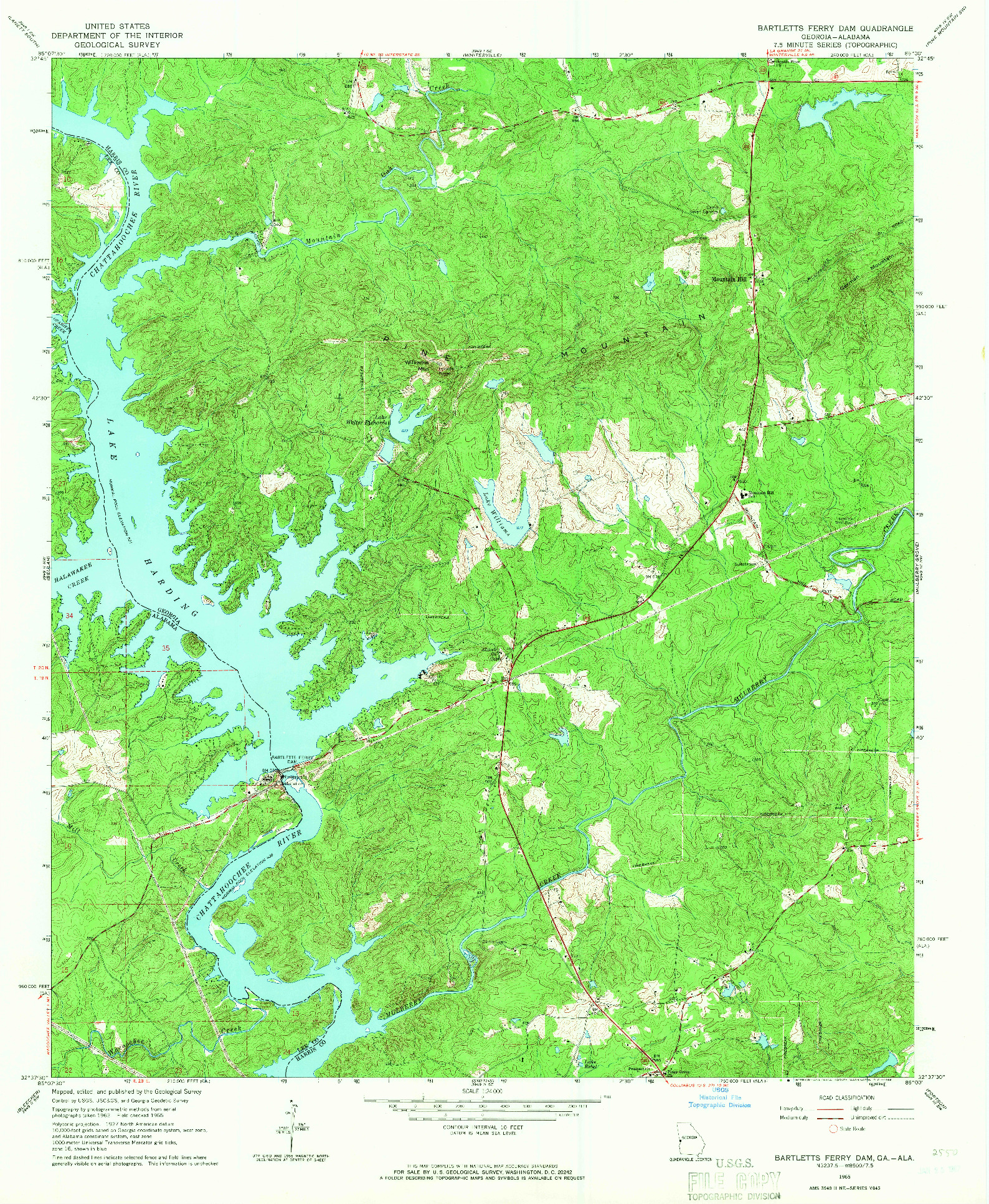 USGS 1:24000-SCALE QUADRANGLE FOR BARTLETTS FERRY DAM, GA 1965