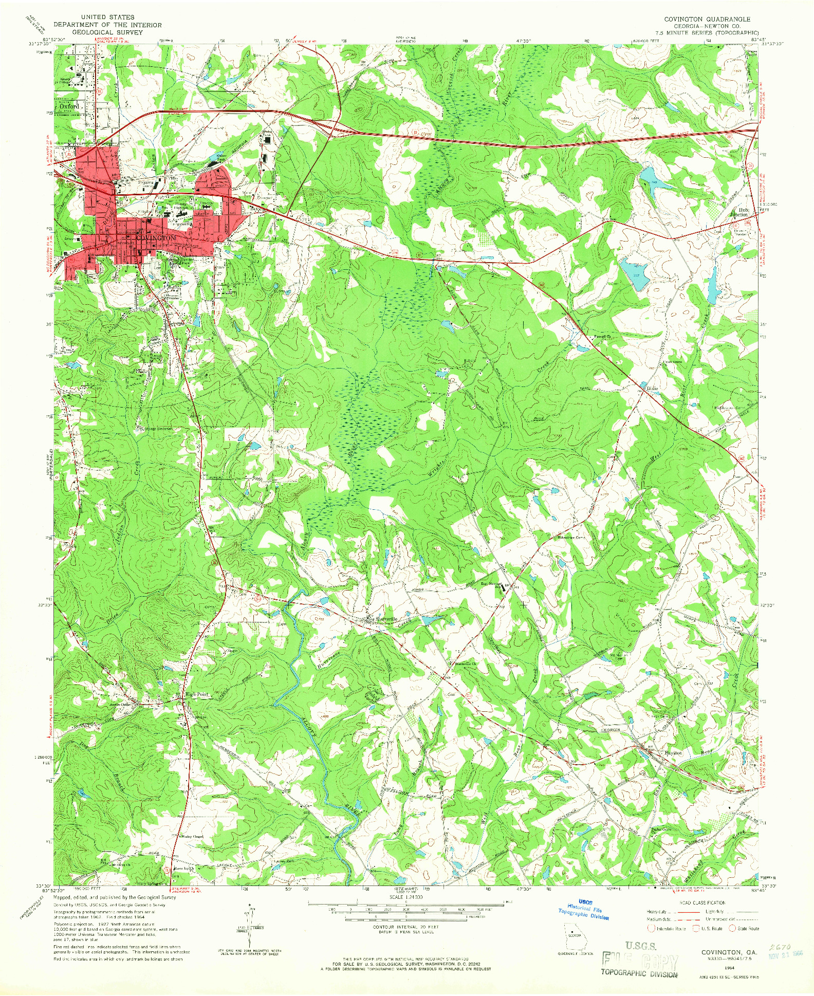 USGS 1:24000-SCALE QUADRANGLE FOR COVINGTON, GA 1964