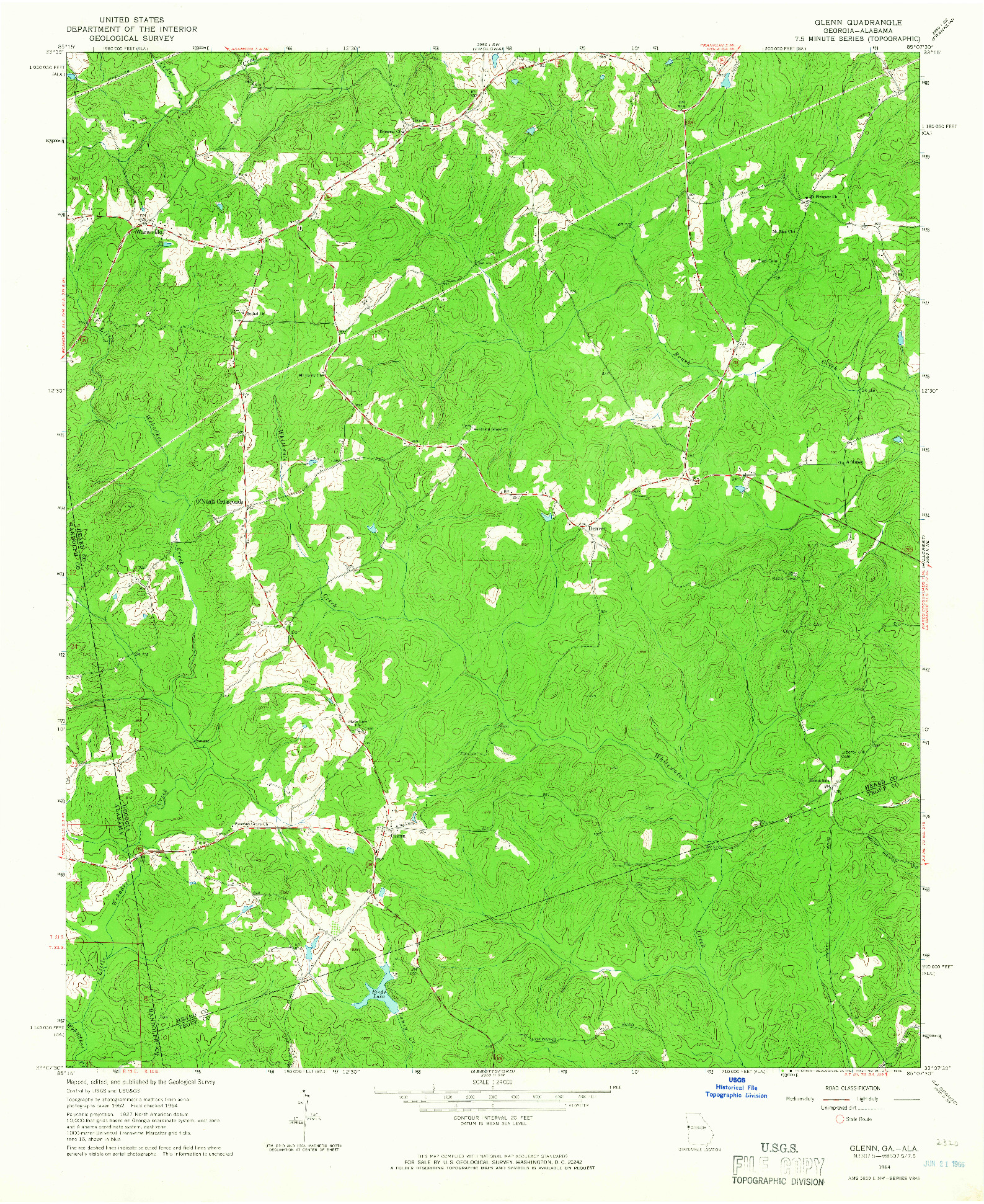 USGS 1:24000-SCALE QUADRANGLE FOR GLENN, GA 1964