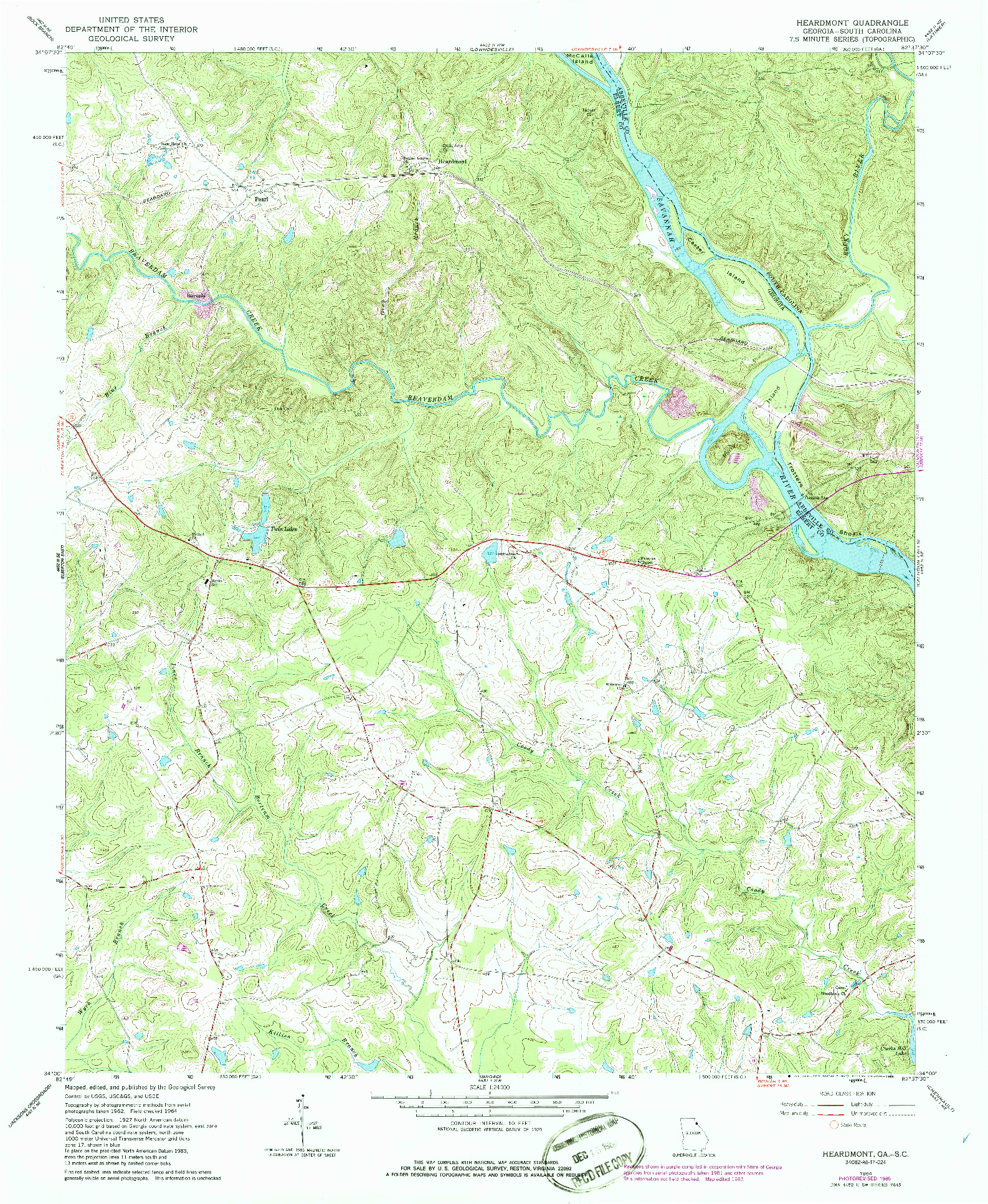 USGS 1:24000-SCALE QUADRANGLE FOR HEARDMONT, GA 1964