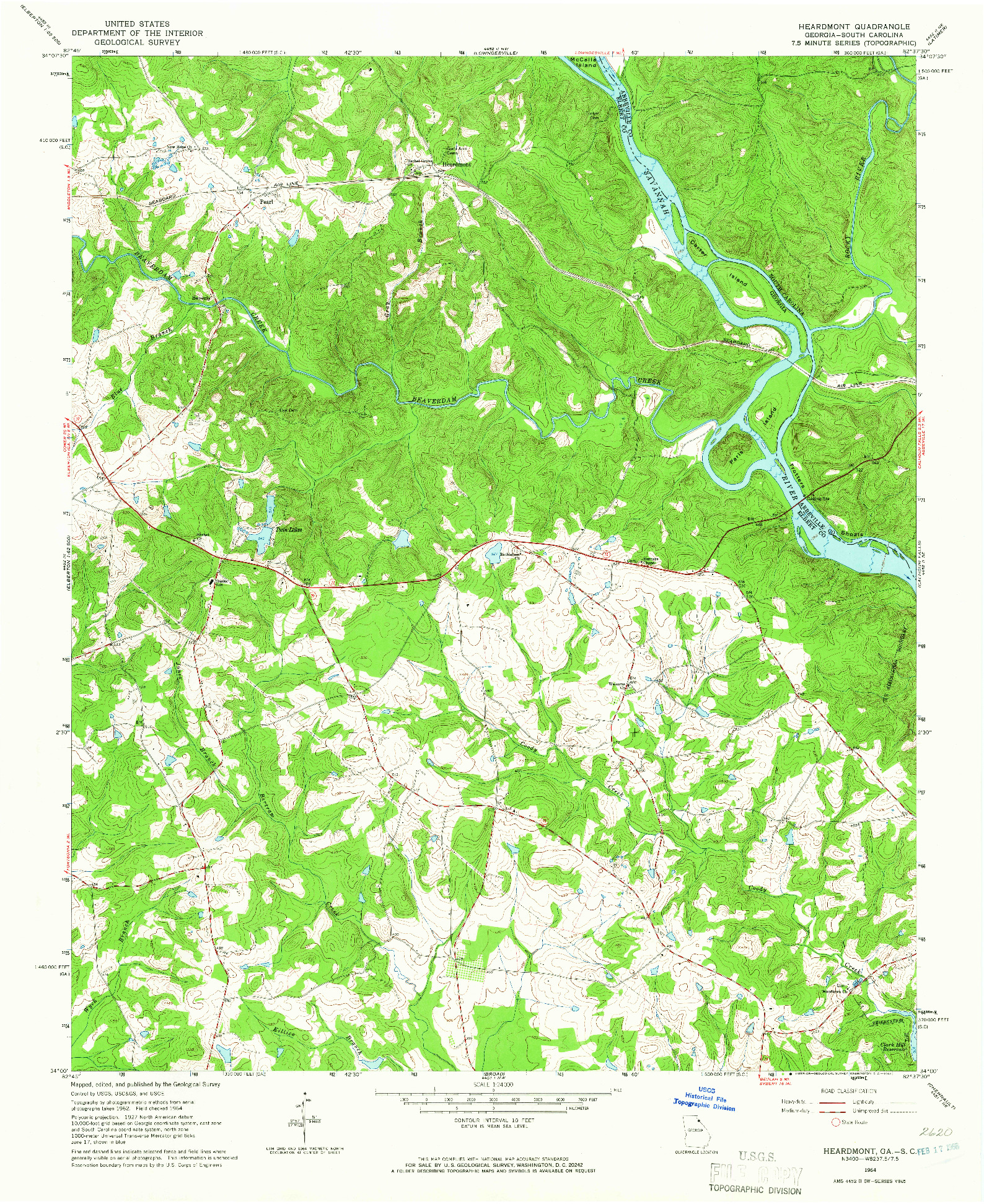 USGS 1:24000-SCALE QUADRANGLE FOR HEARDMONT, GA 1964