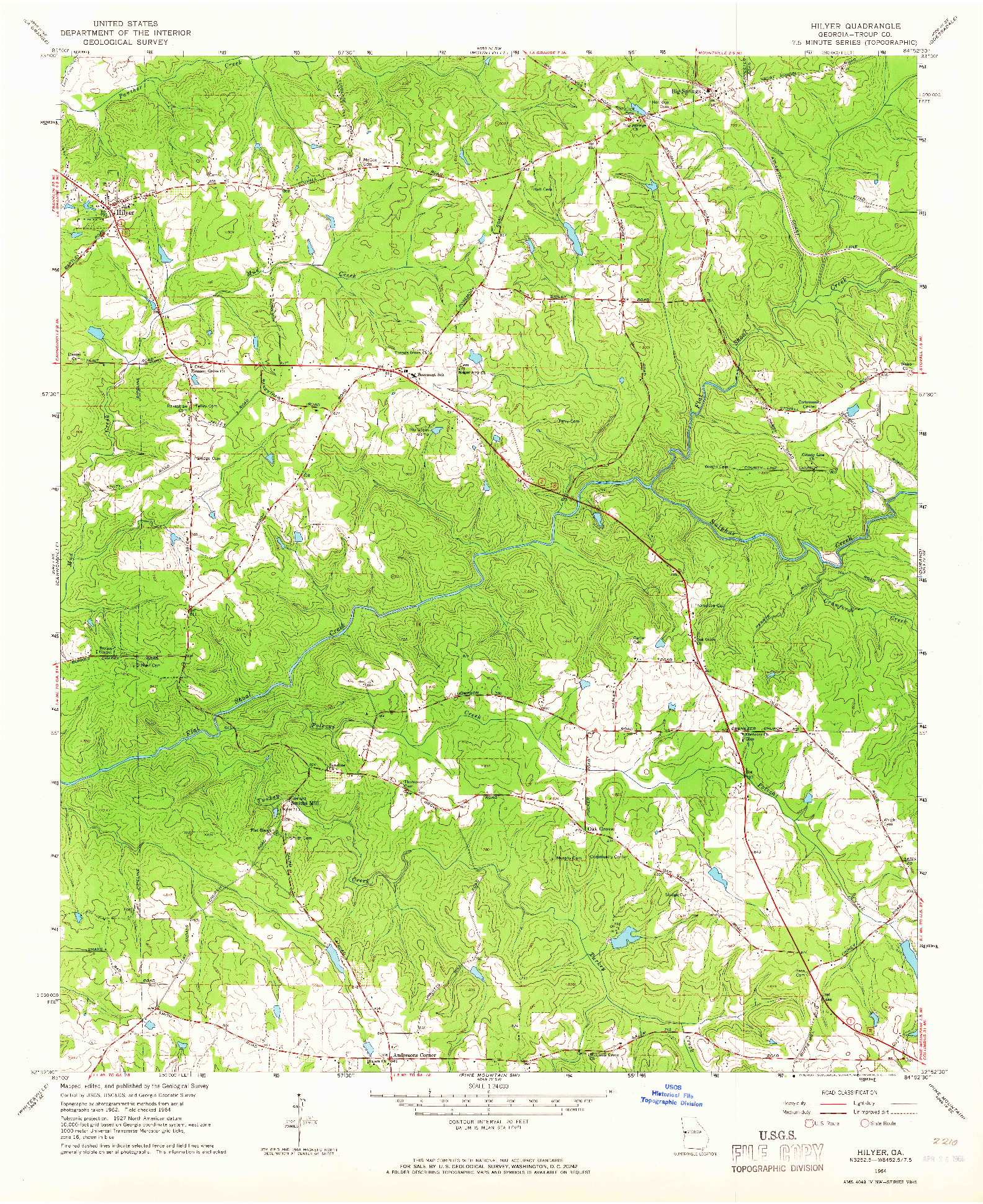 USGS 1:24000-SCALE QUADRANGLE FOR HILYER, GA 1964