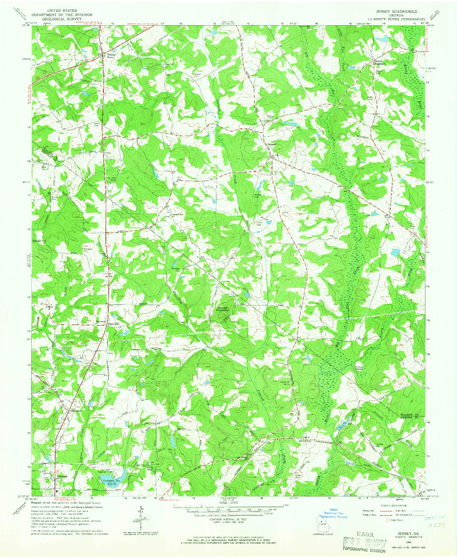 USGS 1:24000-SCALE QUADRANGLE FOR JERSEY, GA 1964