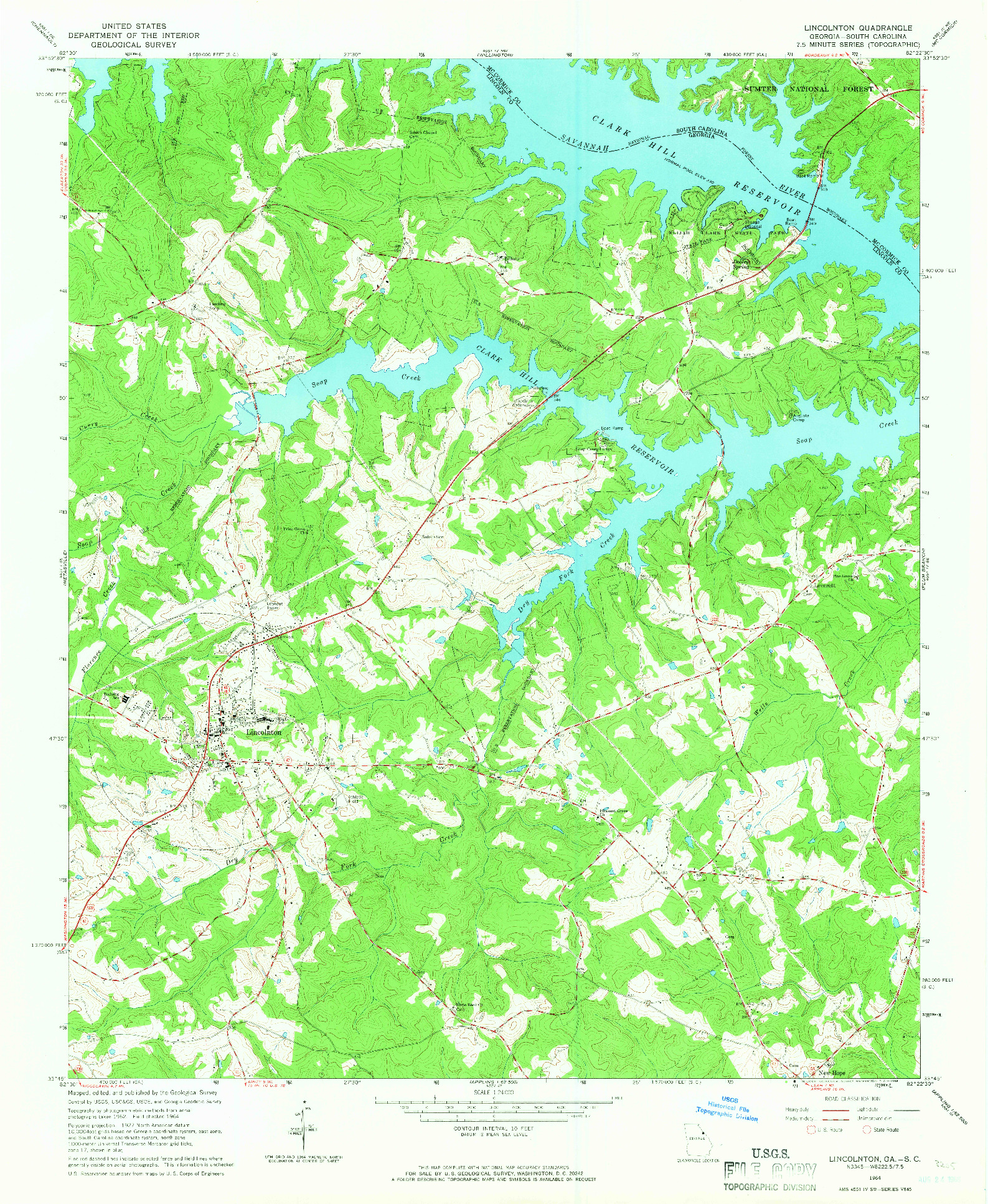 USGS 1:24000-SCALE QUADRANGLE FOR LINCOLNTON, GA 1964