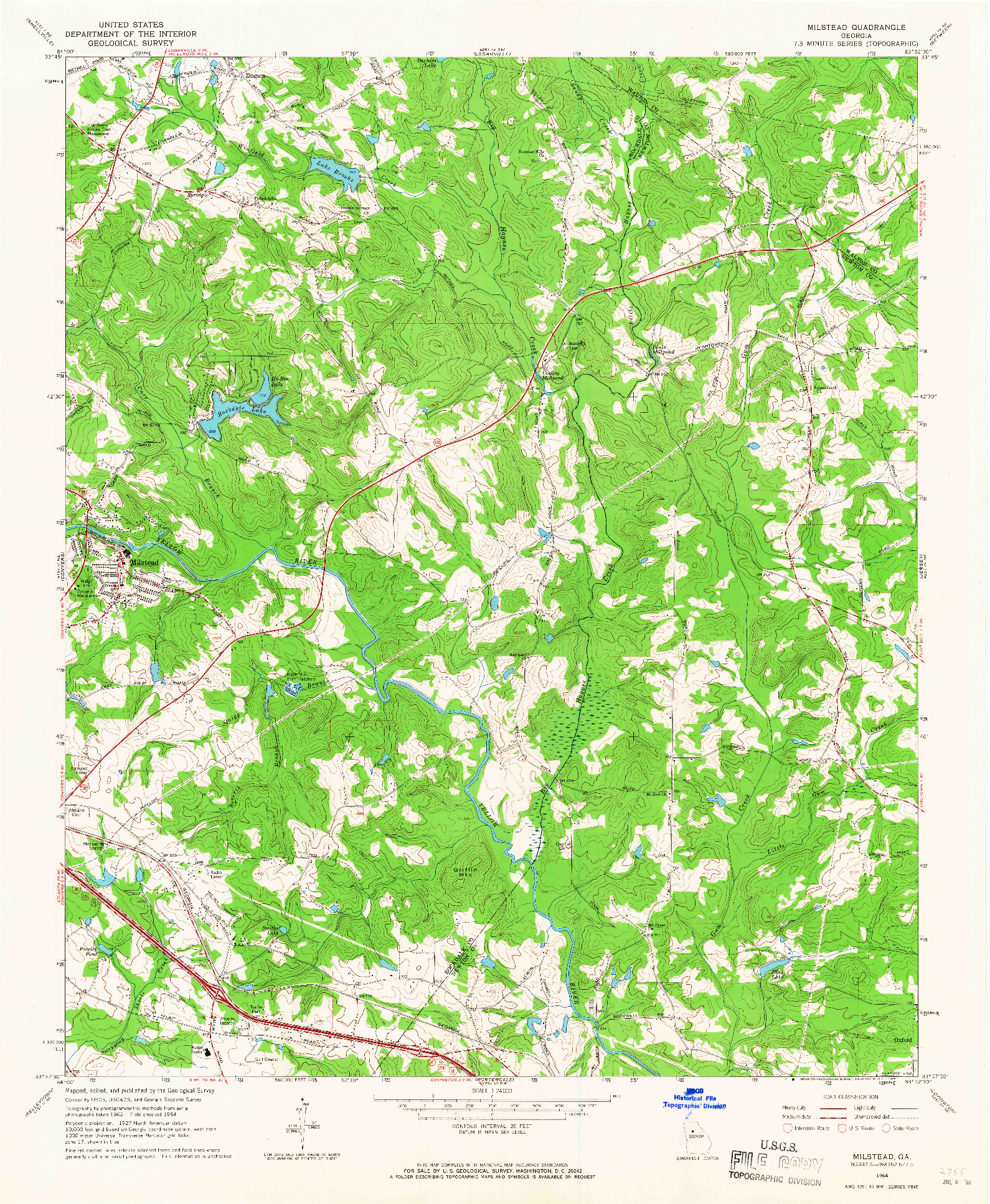 USGS 1:24000-SCALE QUADRANGLE FOR MILSTEAD, GA 1964