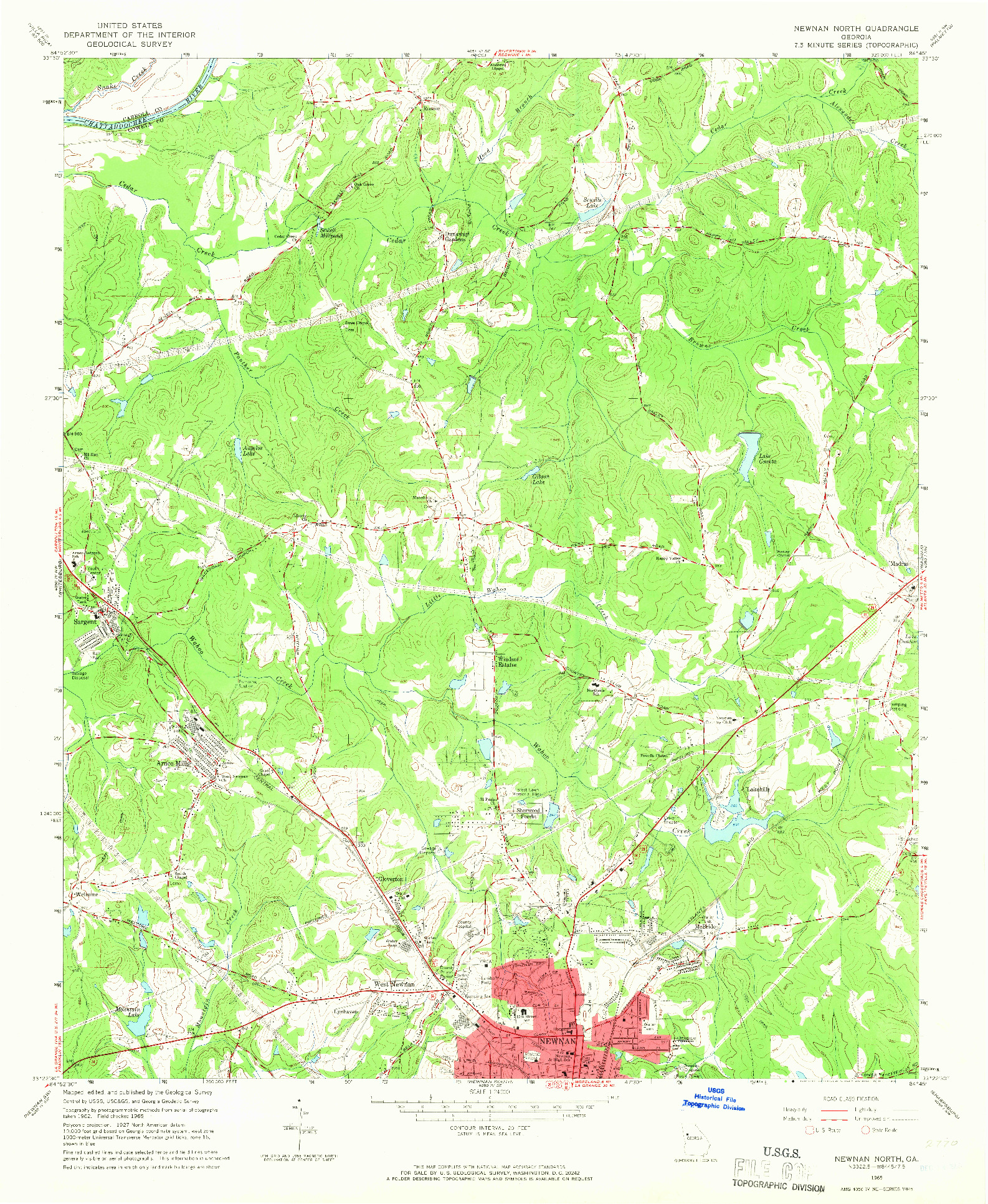 USGS 1:24000-SCALE QUADRANGLE FOR NEWNAN NORTH, GA 1965