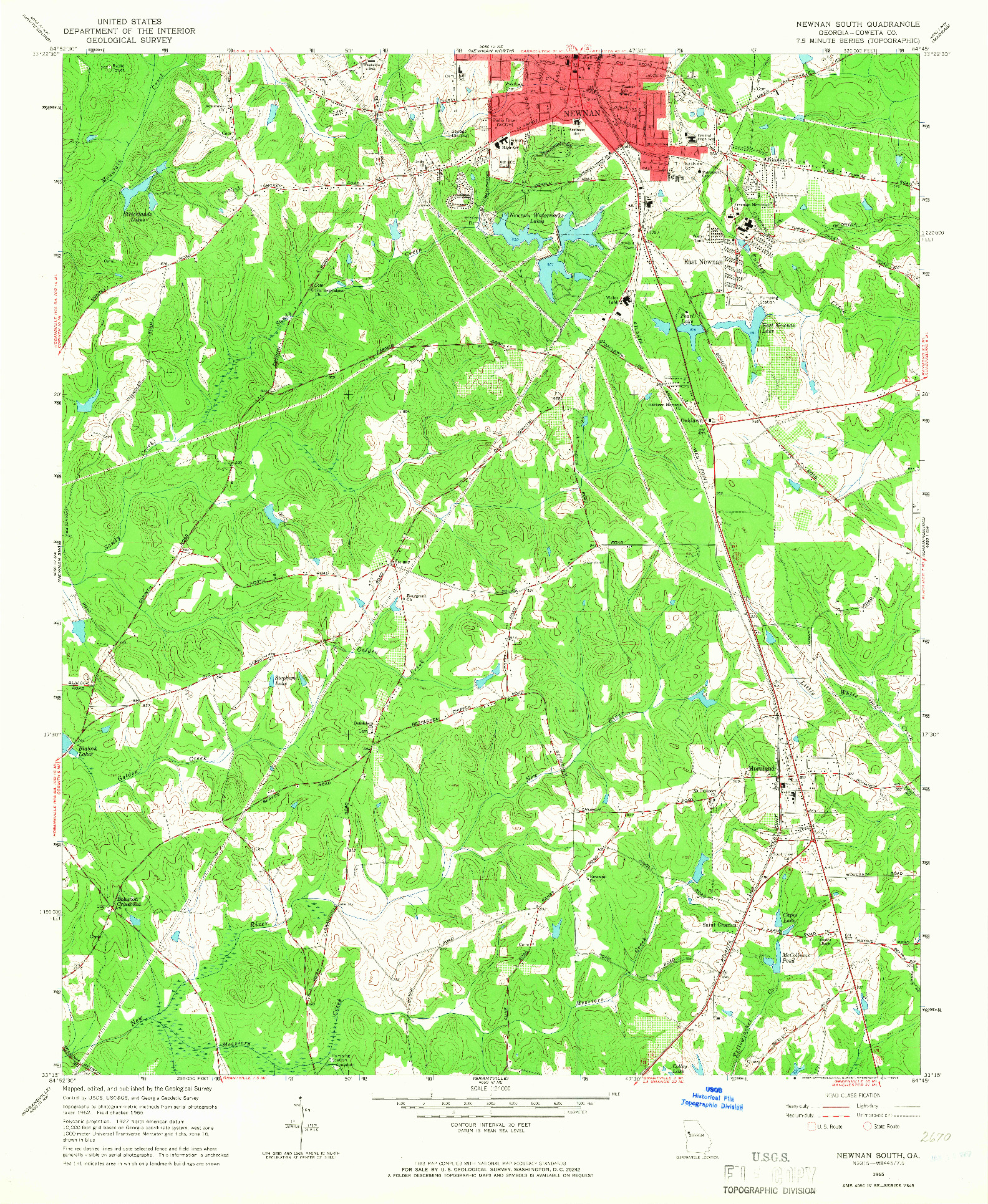 USGS 1:24000-SCALE QUADRANGLE FOR NEWNAN SOUTH, GA 1965