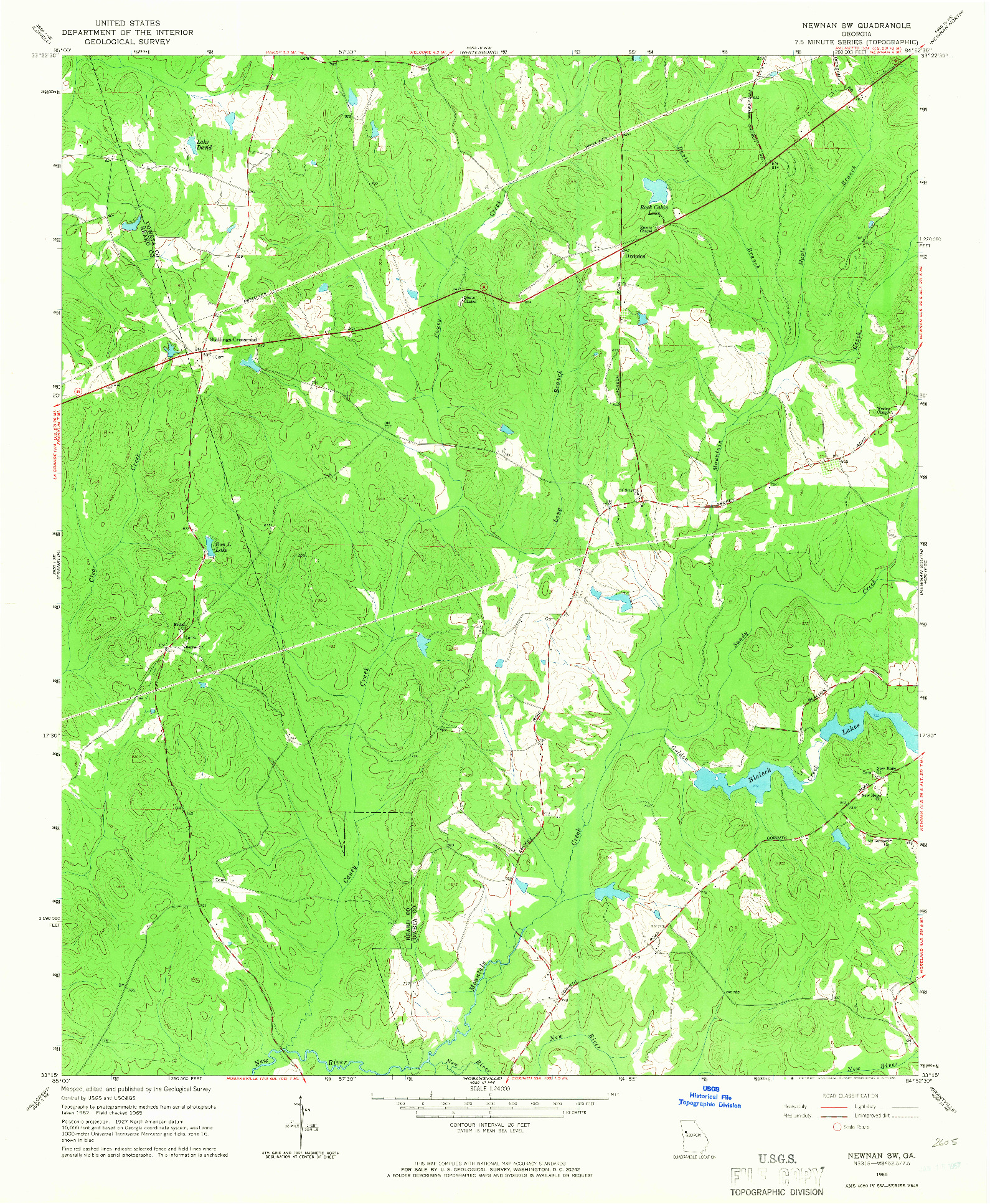 USGS 1:24000-SCALE QUADRANGLE FOR NEWNAN SW, GA 1965