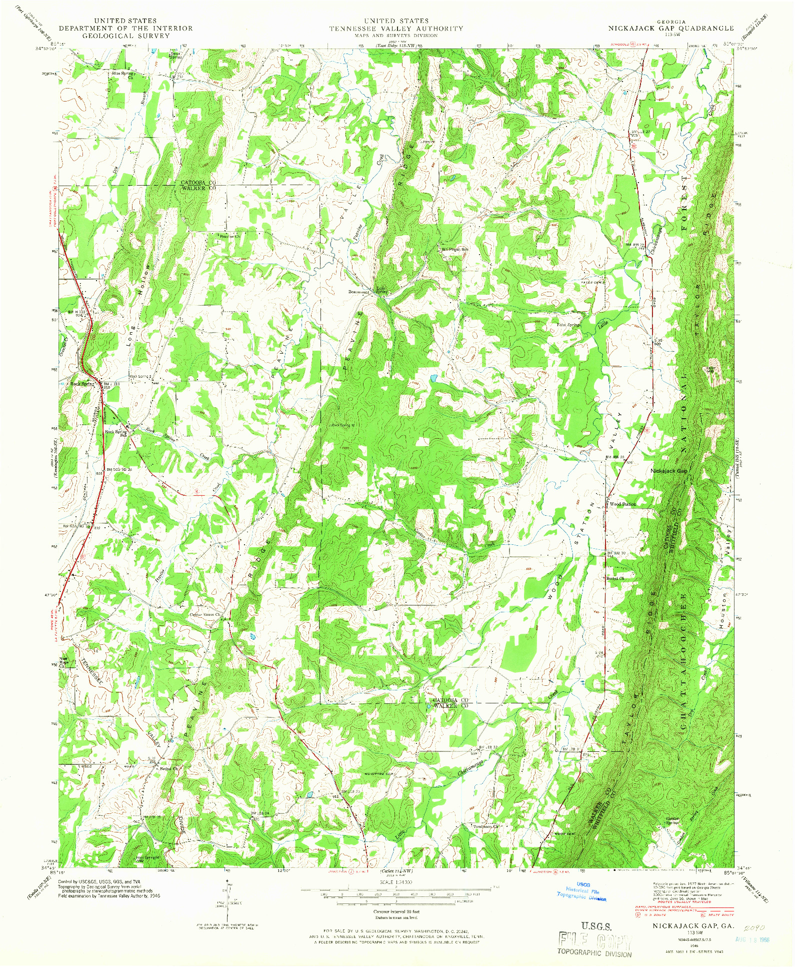 USGS 1:24000-SCALE QUADRANGLE FOR NICKAJACK GAP, GA 1946