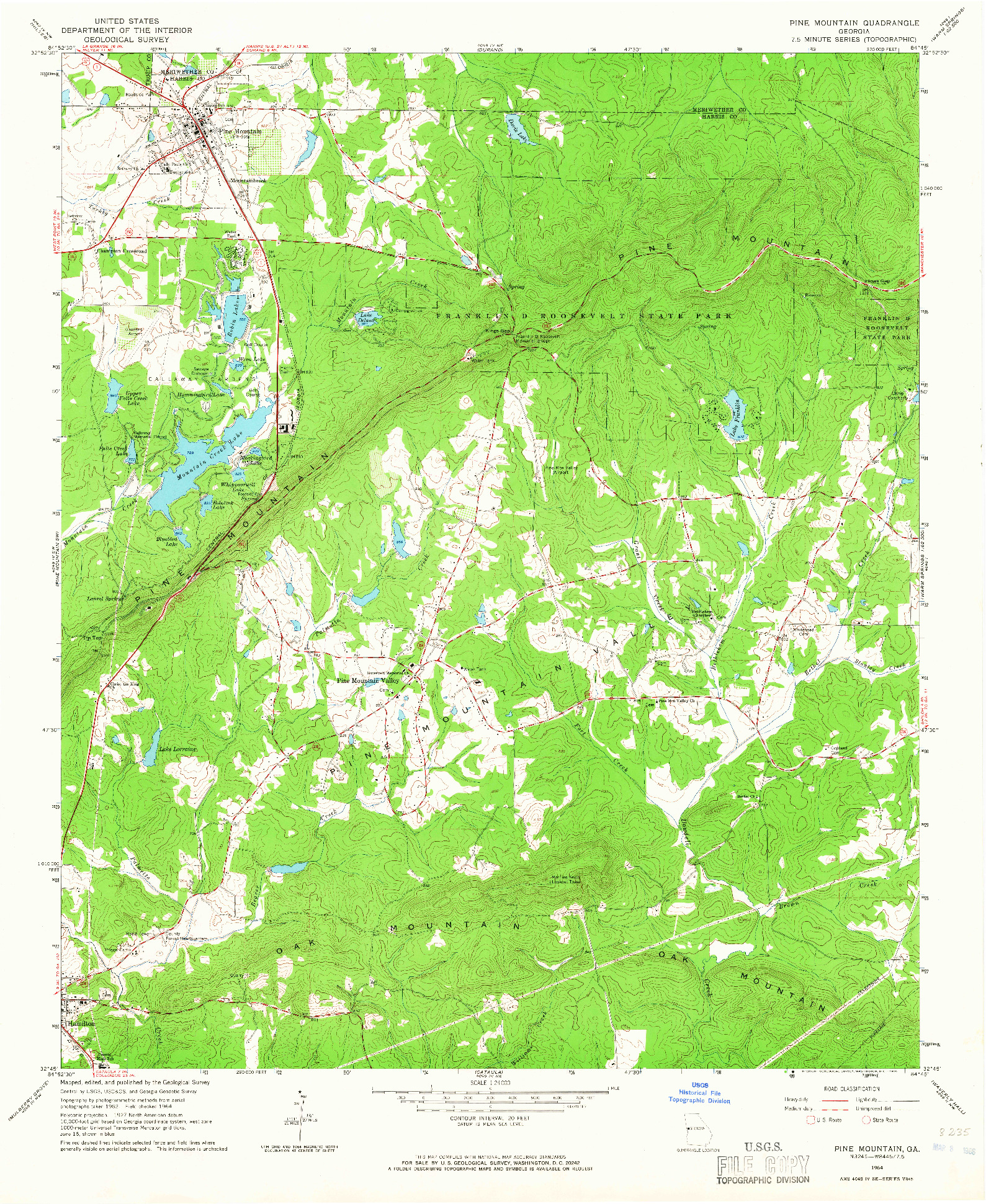 USGS 1:24000-SCALE QUADRANGLE FOR PINE MOUNTAIN, GA 1964