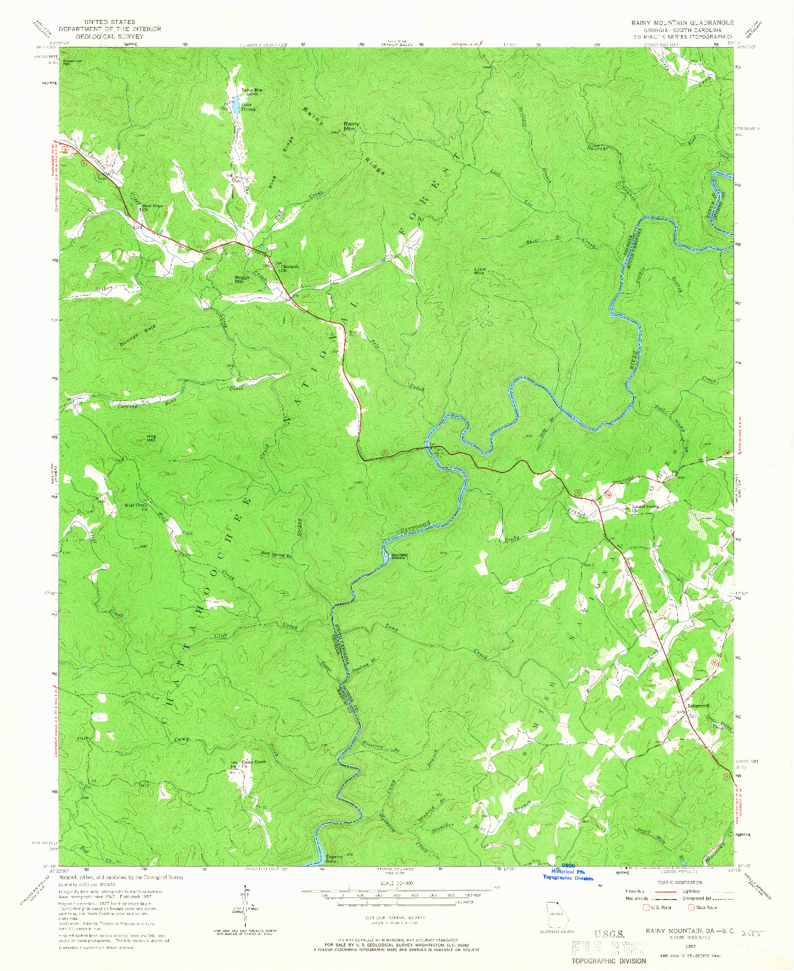 USGS 1:24000-SCALE QUADRANGLE FOR RAINY MOUNTAIN, GA 1957