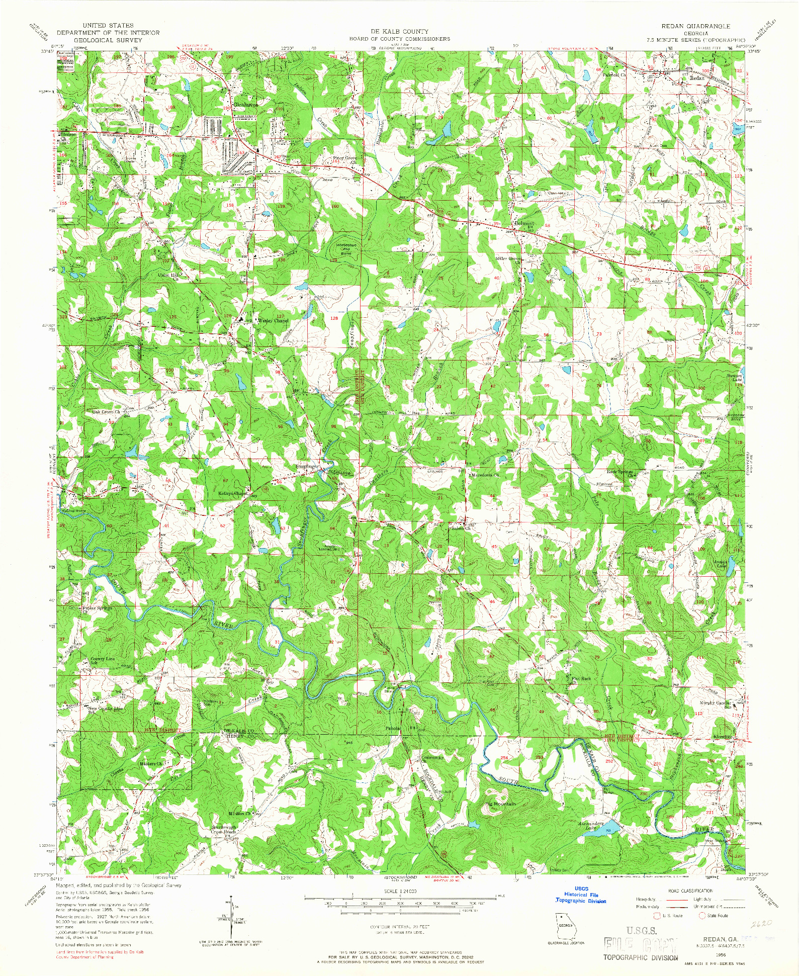 USGS 1:24000-SCALE QUADRANGLE FOR REDAN, GA 1956