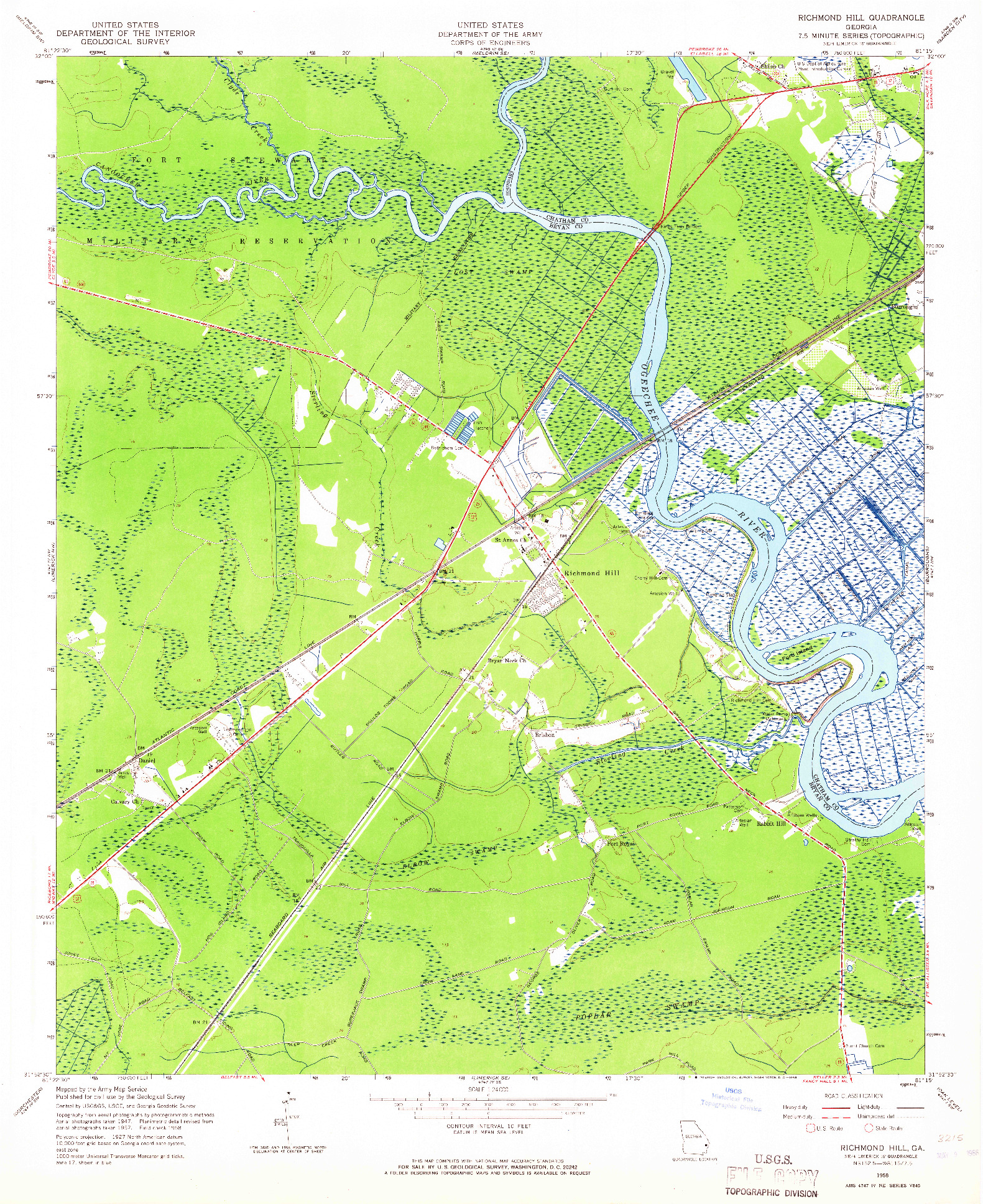 USGS 1:24000-SCALE QUADRANGLE FOR RICHMOND HILL, GA 1958