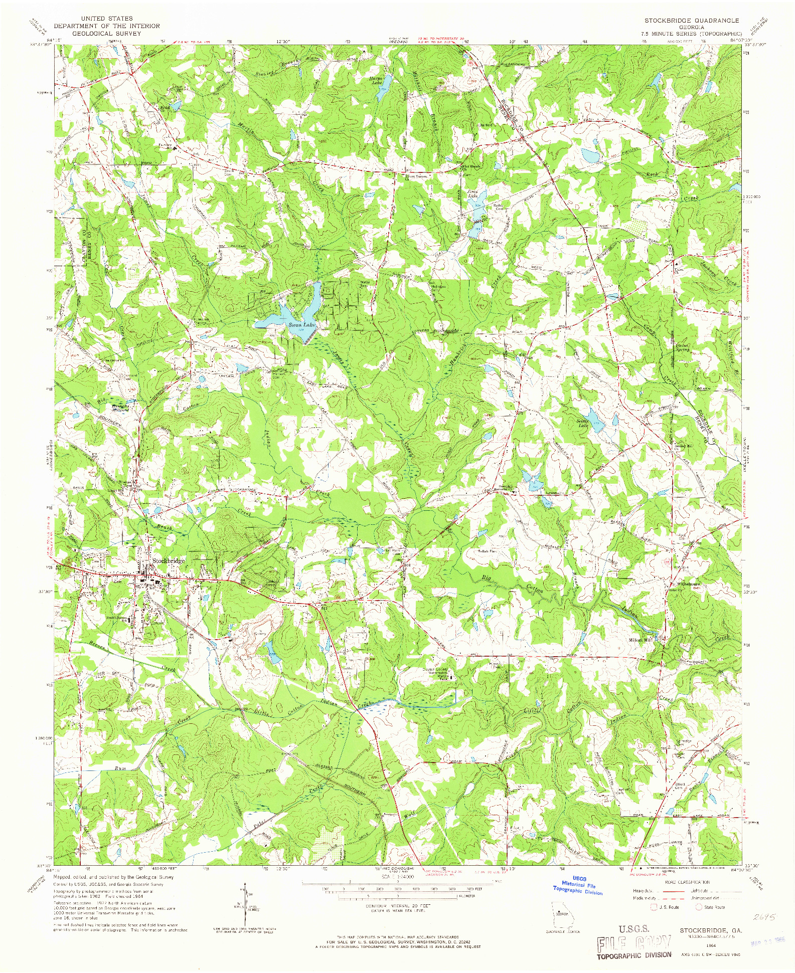 USGS 1:24000-SCALE QUADRANGLE FOR STOCKBRIDGE, GA 1964