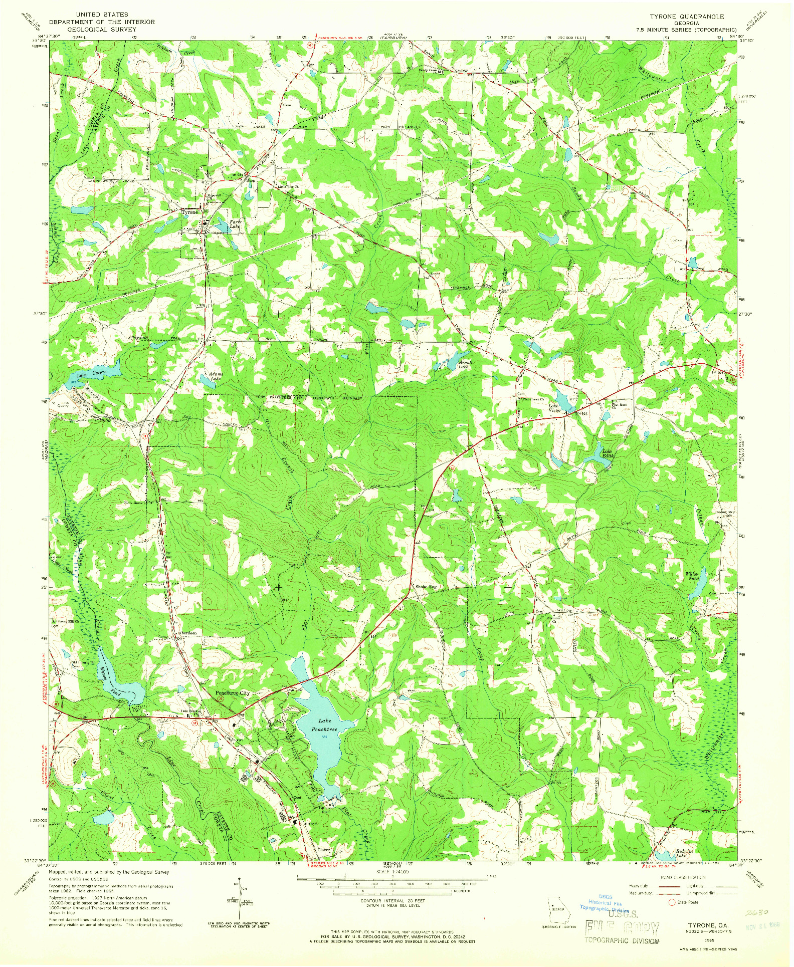 USGS 1:24000-SCALE QUADRANGLE FOR TYRONE, GA 1965