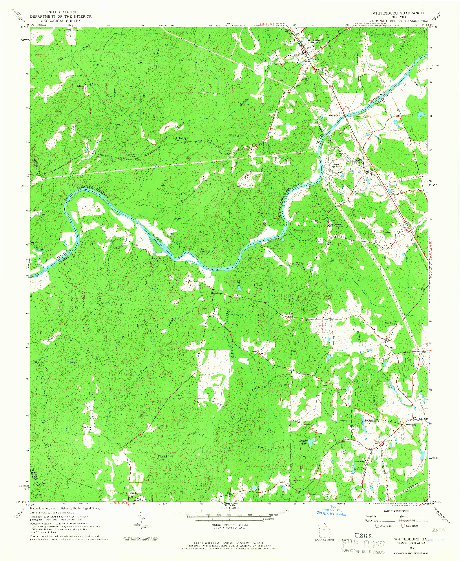 USGS 1:24000-SCALE QUADRANGLE FOR WHITESBURG, GA 1965