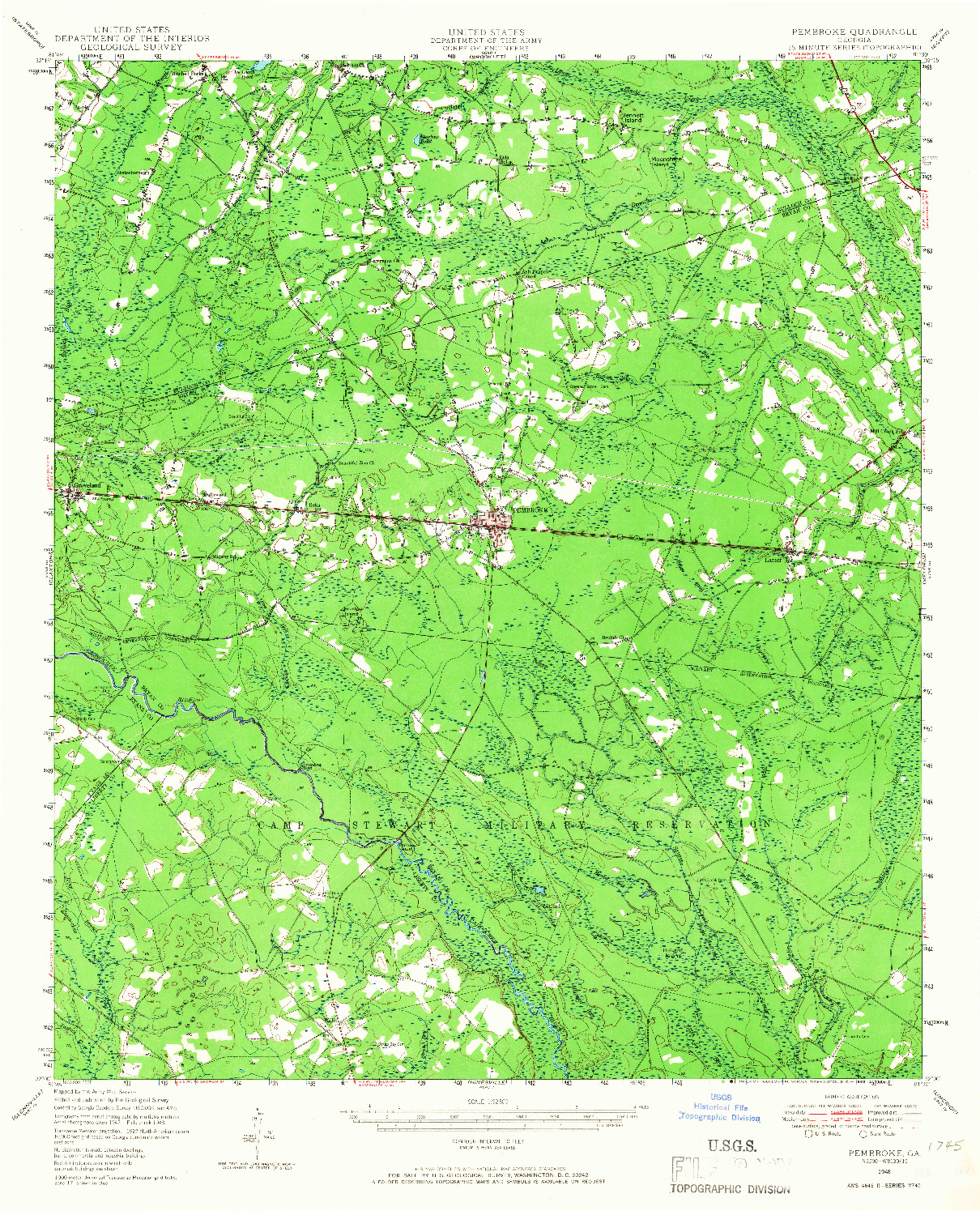 USGS 1:62500-SCALE QUADRANGLE FOR PEMBROKE, GA 1948