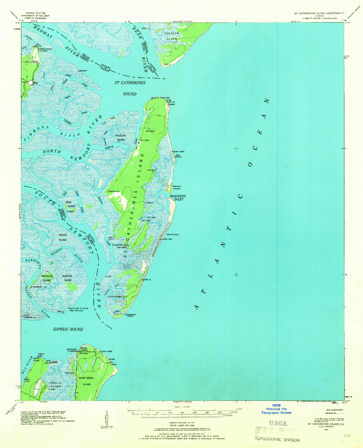 USGS 1:62500-SCALE QUADRANGLE FOR ST CATHERINES ISLAND, GA 1943