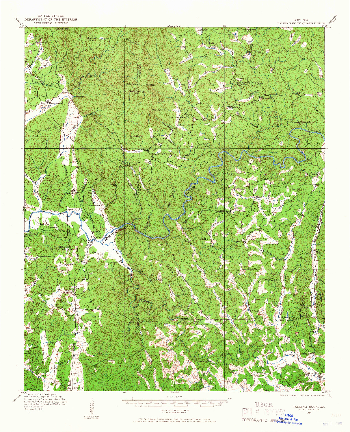 USGS 1:62500-SCALE QUADRANGLE FOR TALKING ROCK, GA 1914