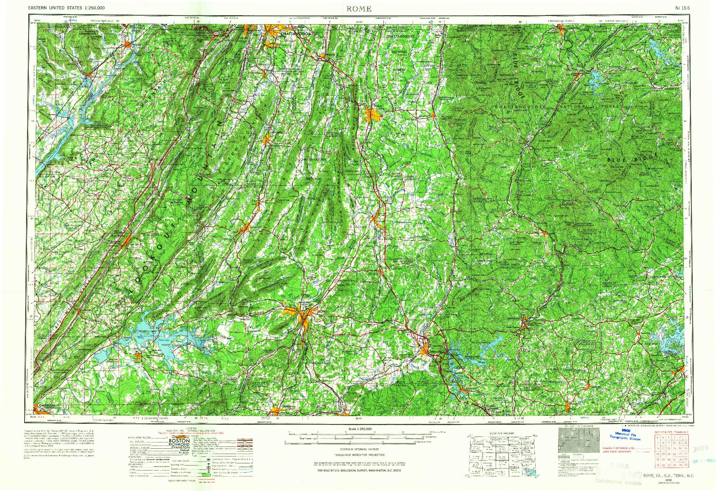 USGS 1:250000-SCALE QUADRANGLE FOR ROME, GA 1958