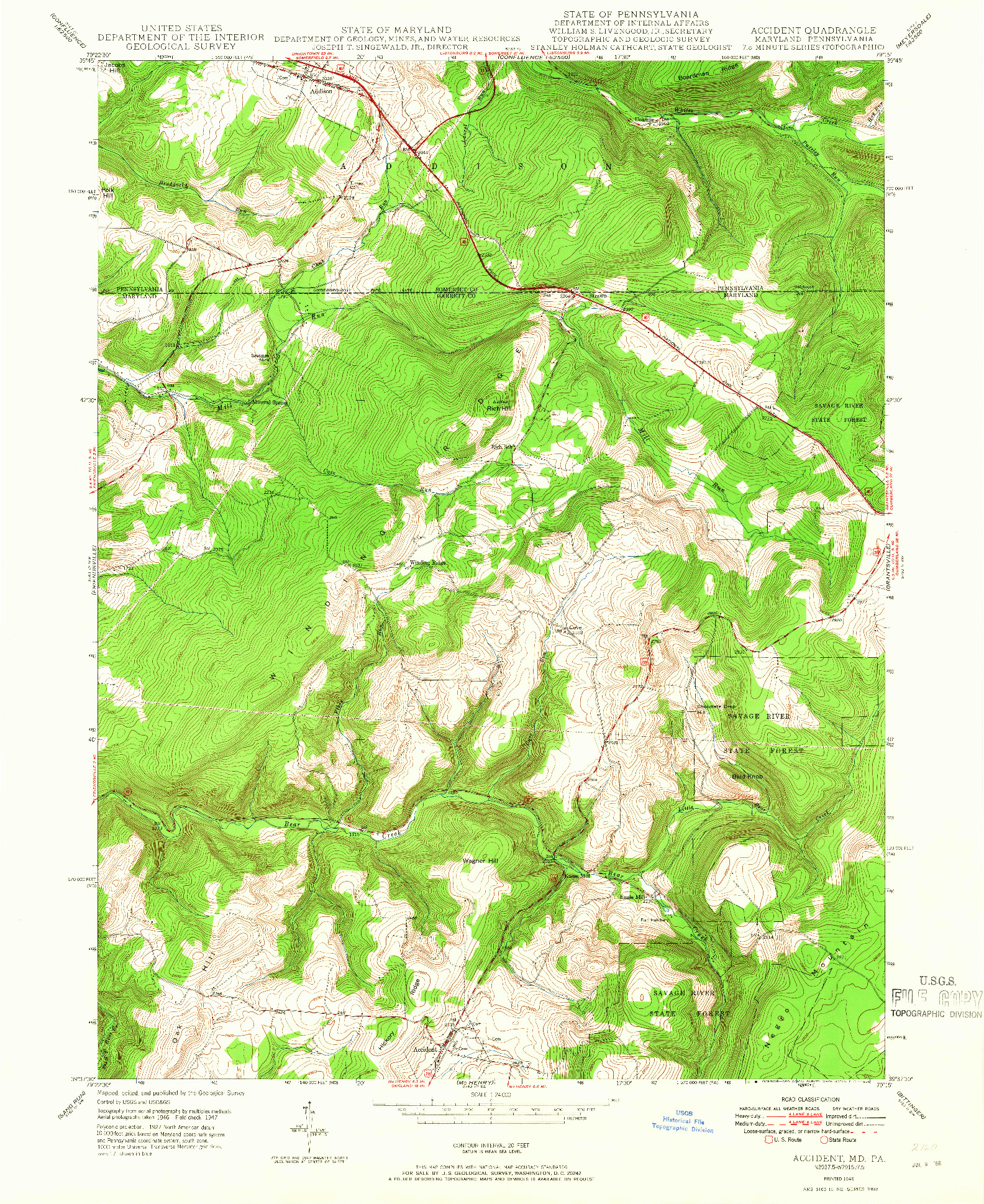 USGS 1:24000-SCALE QUADRANGLE FOR ACCIDENT, MD 1948