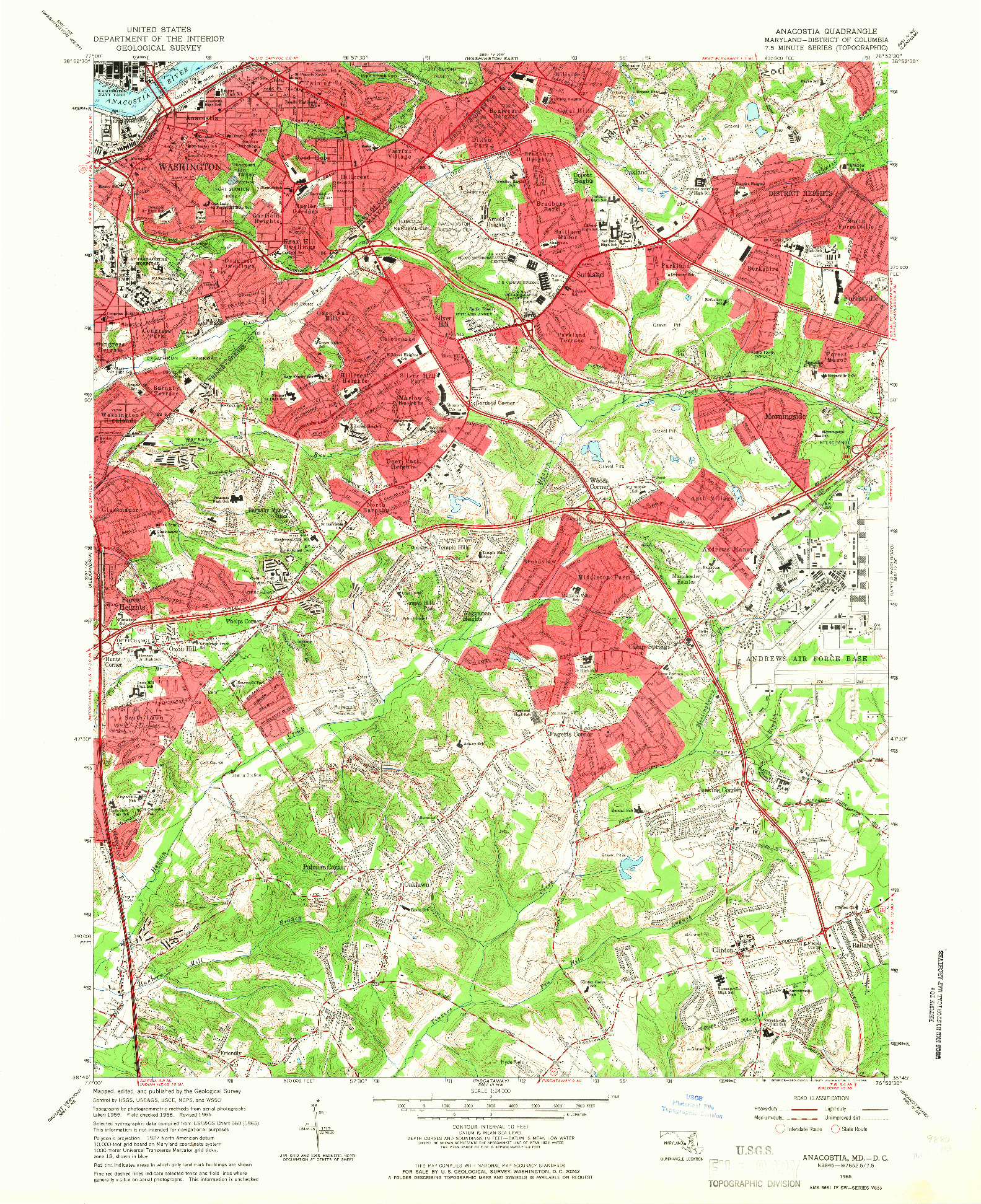 USGS 1:24000-SCALE QUADRANGLE FOR ANACOSTIA, MD 1965